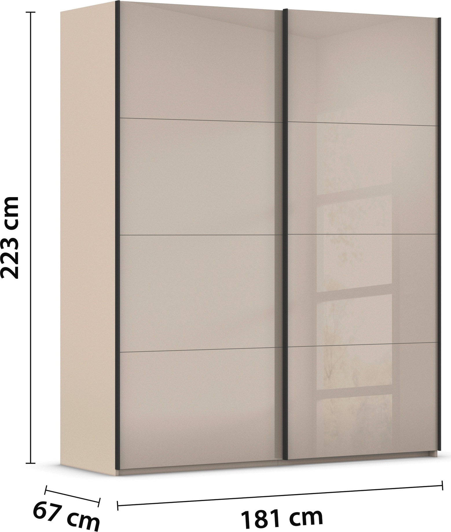 rauch Schwebetürenschrank »Kleiderschrank Schrank Garderobe Schlafzimmerschrank SCALE-FYRA«, edle viergeteilte Türen mit Glas-Front viele Farben MADE IN GERMANY
