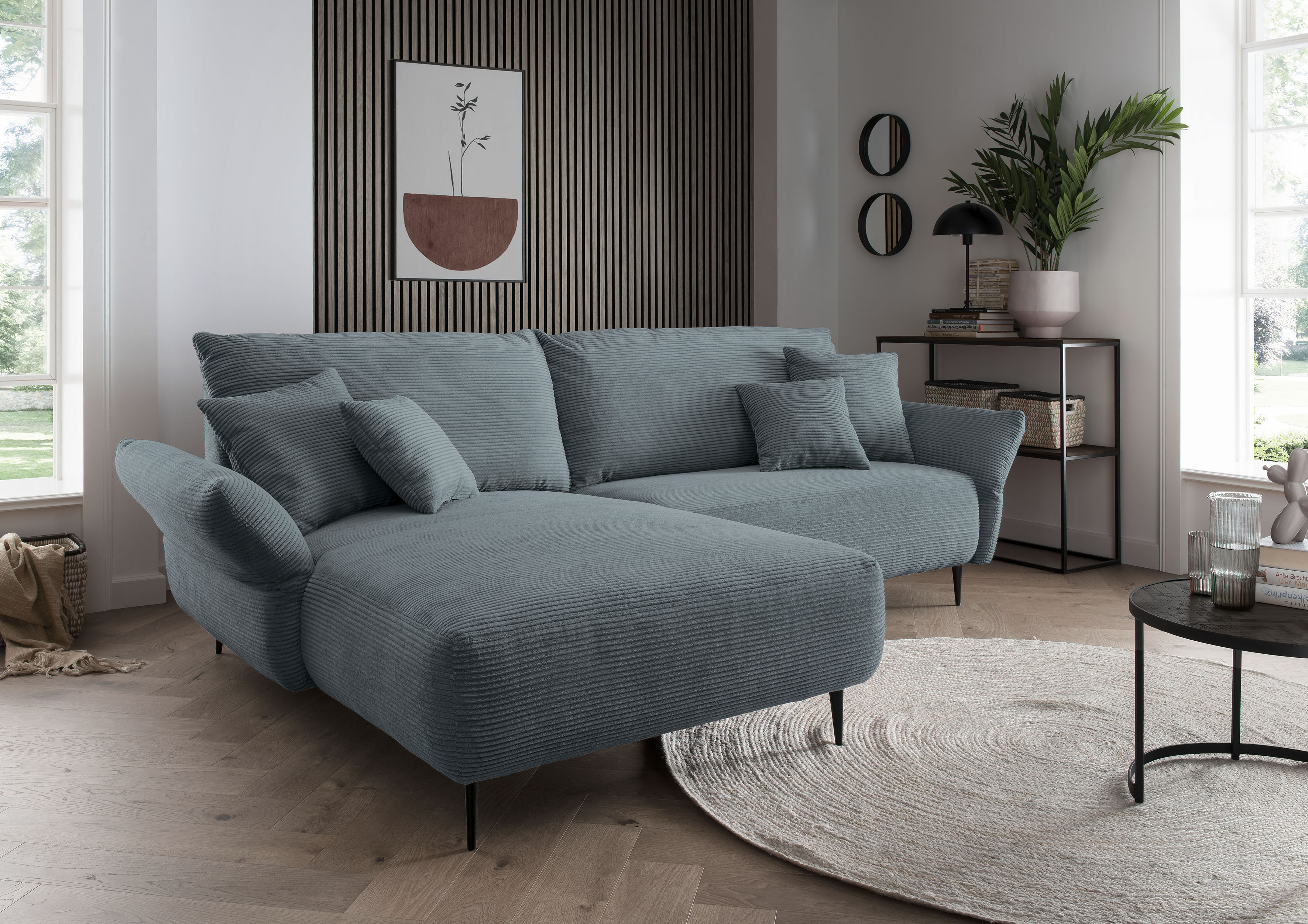 Home affaire Ecksofa "Amarena modern & bequem, verstellbare Armlehnen, L-Form" inklusive Armlehnenverstellfunktion, inkl. 4x Zierkissen