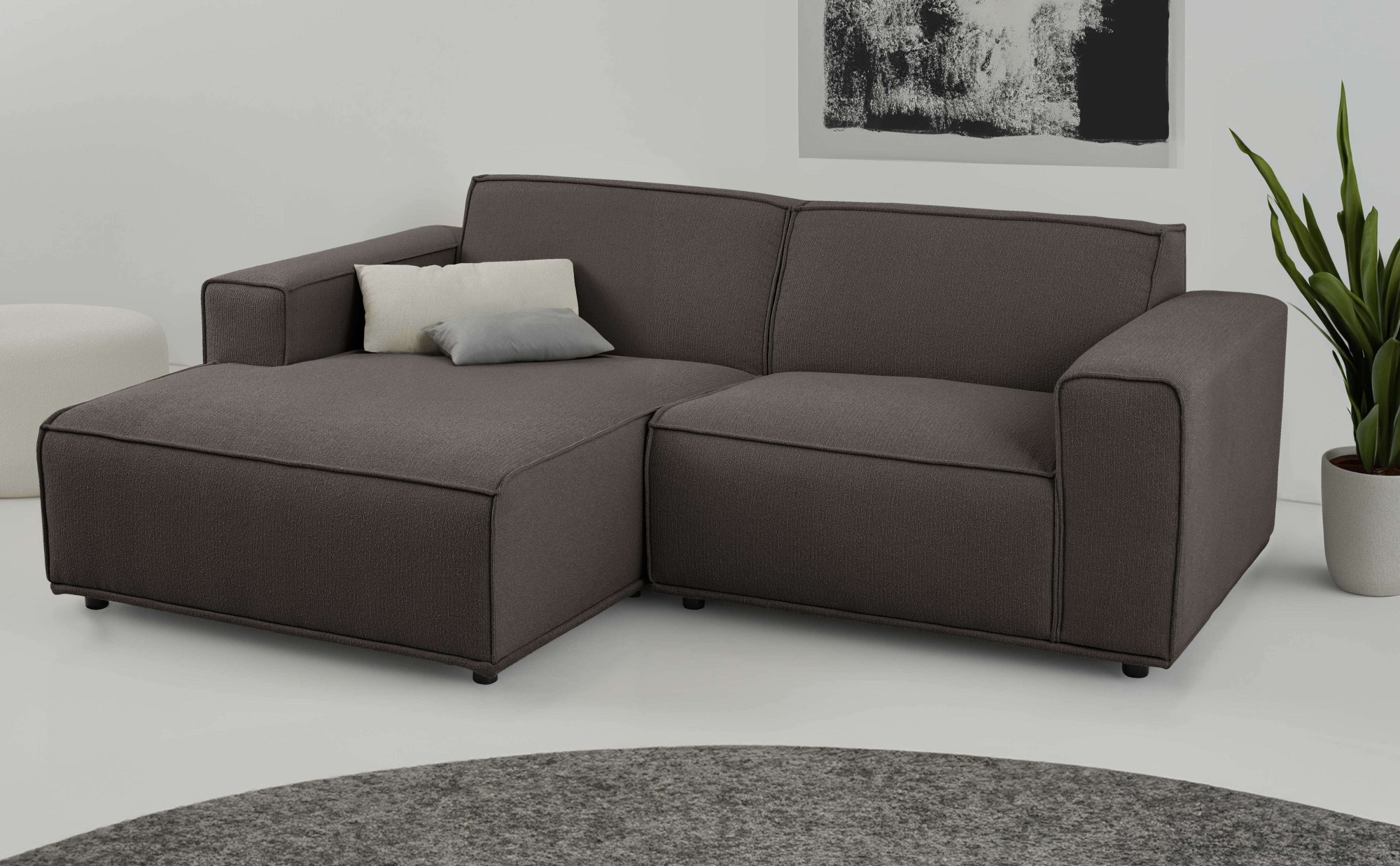 Home affaire Ecksofa "Avelin, 228 cm, L-Form, Chenille, Struktur-Boucle", m günstig online kaufen