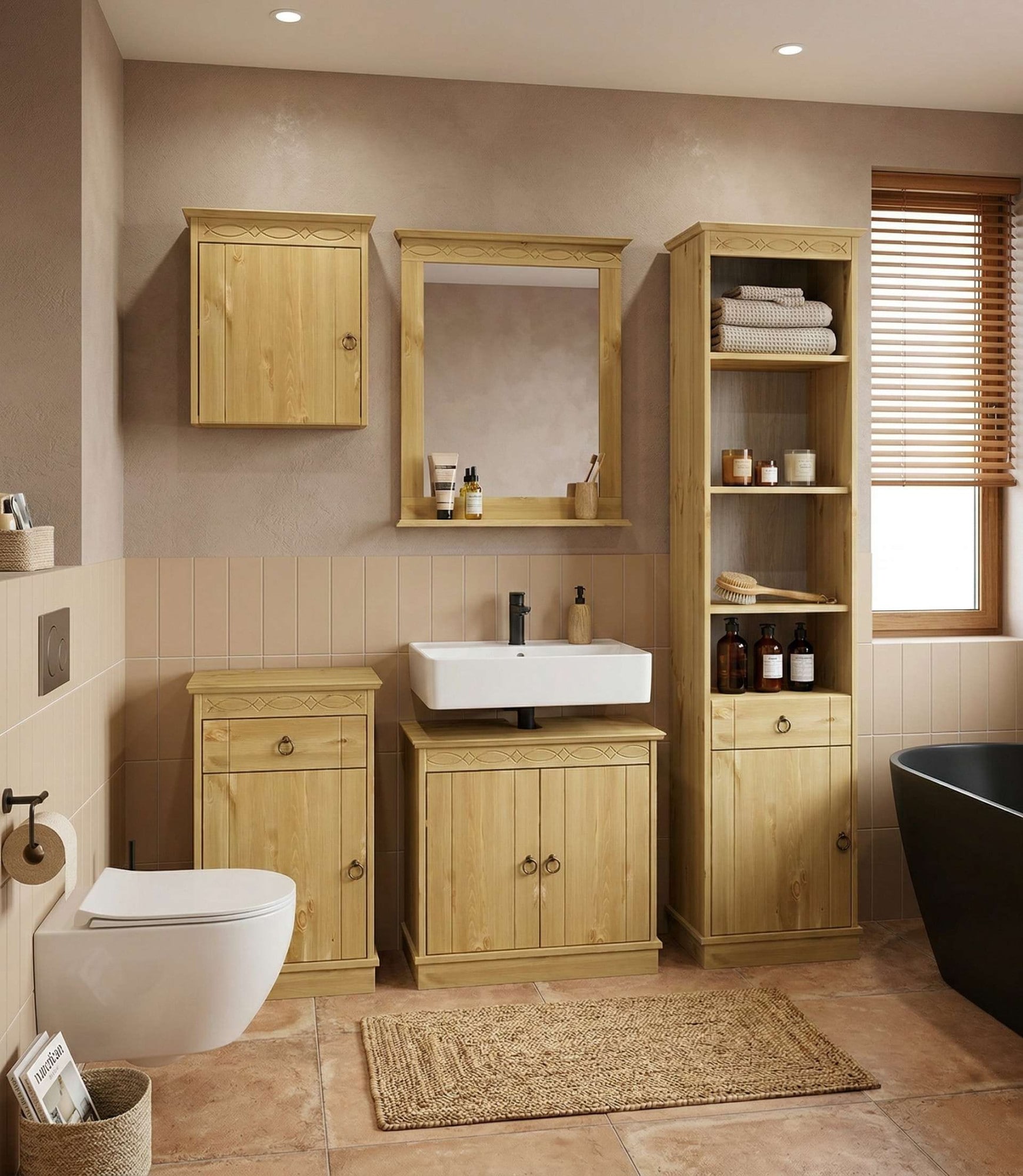 OTTO home Hängeschrank »Indra, Badschrank, Badmöbel, Badezimmerschrank« B/T/H: 46/32/52 cm,  aus massiver Kiefer, FSC®-zertifiziert