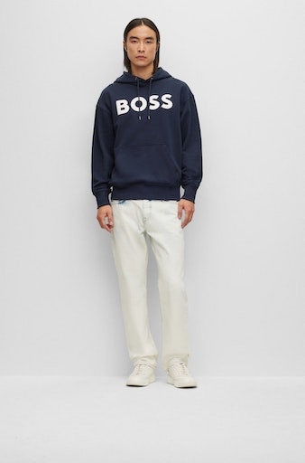 BOSS ORANGE »WebasicHood«, bestellen BAUR Sweatshirt weißem Logodruck | mit ▷