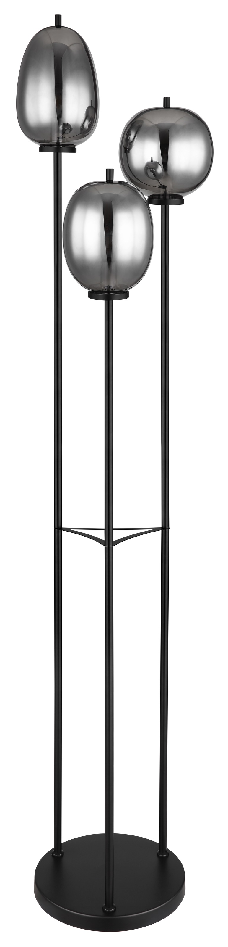 GLOBO LIGHTING Stehlampe "BLACKY", 1 Stk., schwarz, Wohnzimmer, Leuchten, Stehleuchte/Glas rauchfarben/3 unterschiedliche Gläser/Wohnzimmer