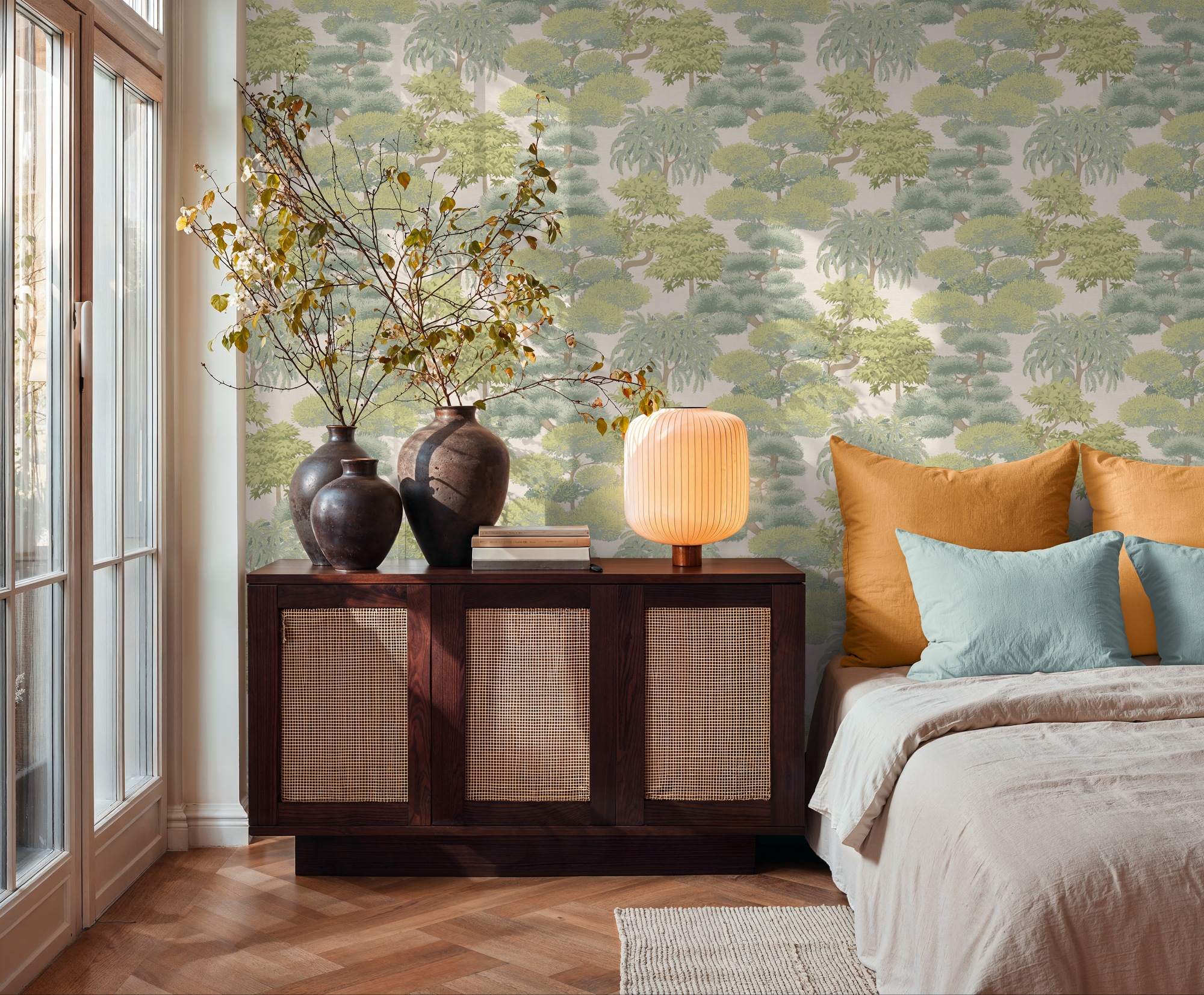 A.S. Création Vliestapete »Cuba II Tropical Garden Trees« Retro | floral | tropisch leicht strukturiert Stilisiertes Naturmotiv mit dekorativen Bäumen und Tiefe