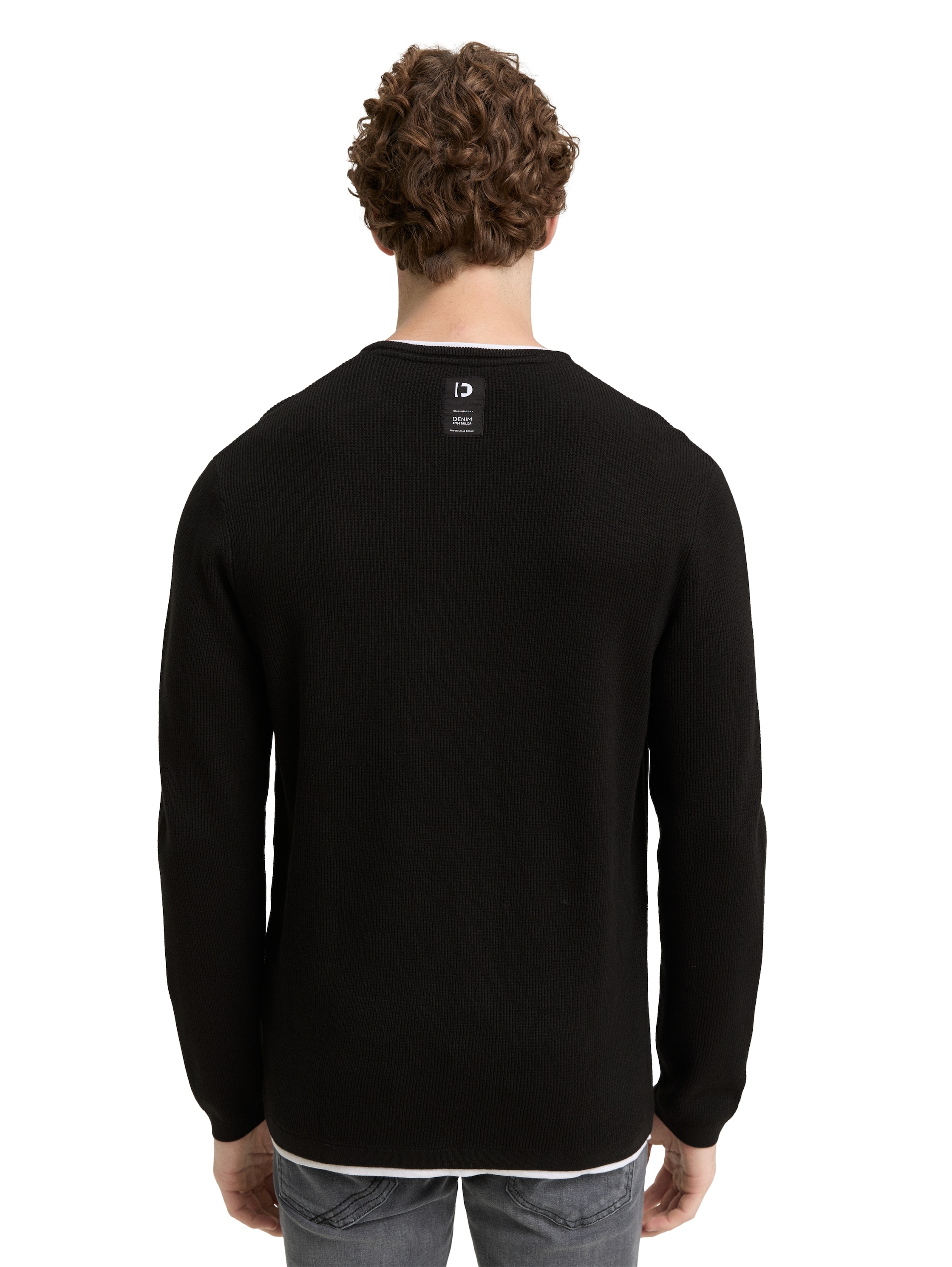 TOM TAILOR Denim Strickpullover, mit 2-in-1 Ausschnitt