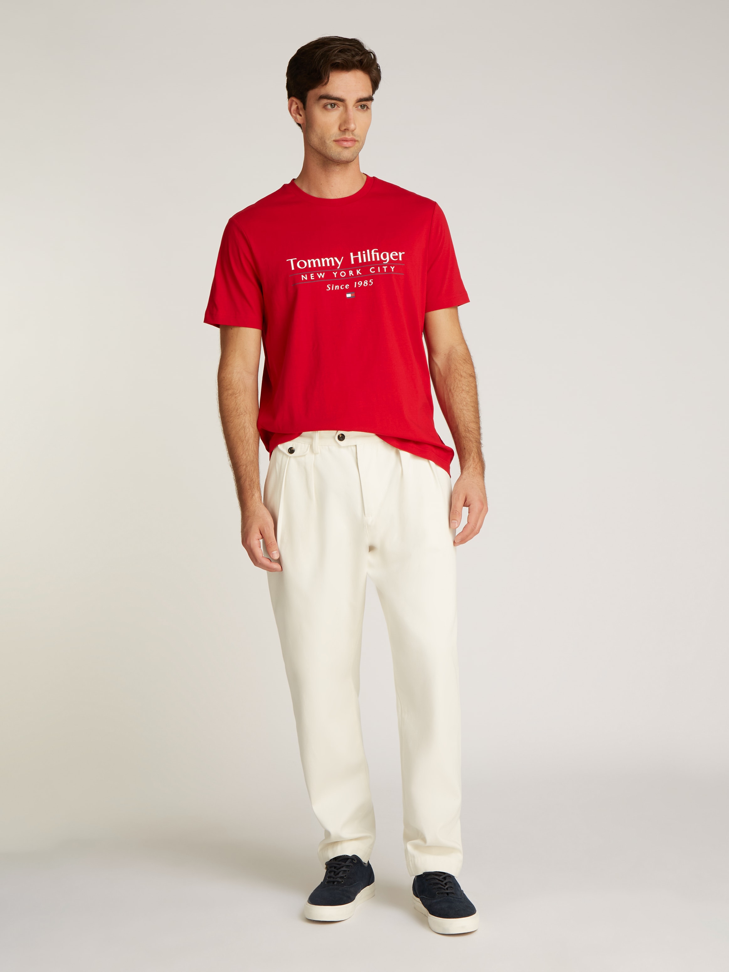 Tommy Hilfiger T-Shirt »HILFIGER CENTER STACK TEE«, mit großem Schriftprint