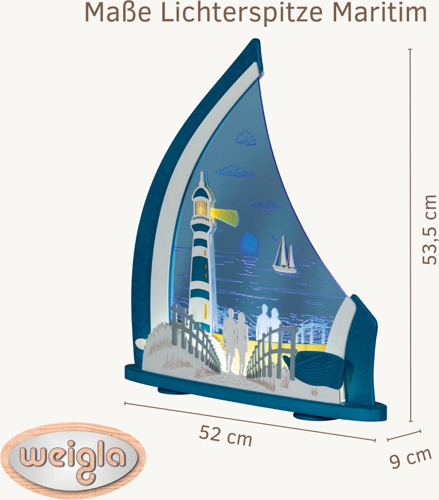Weigla LED Lichterbogen »Maritim, Leuchtturm, Lichterspitze, Dekoleuchte BLAU-WEIẞ«, Erzgebirge garantiert, maritime Deko Innen, Dekolampe
