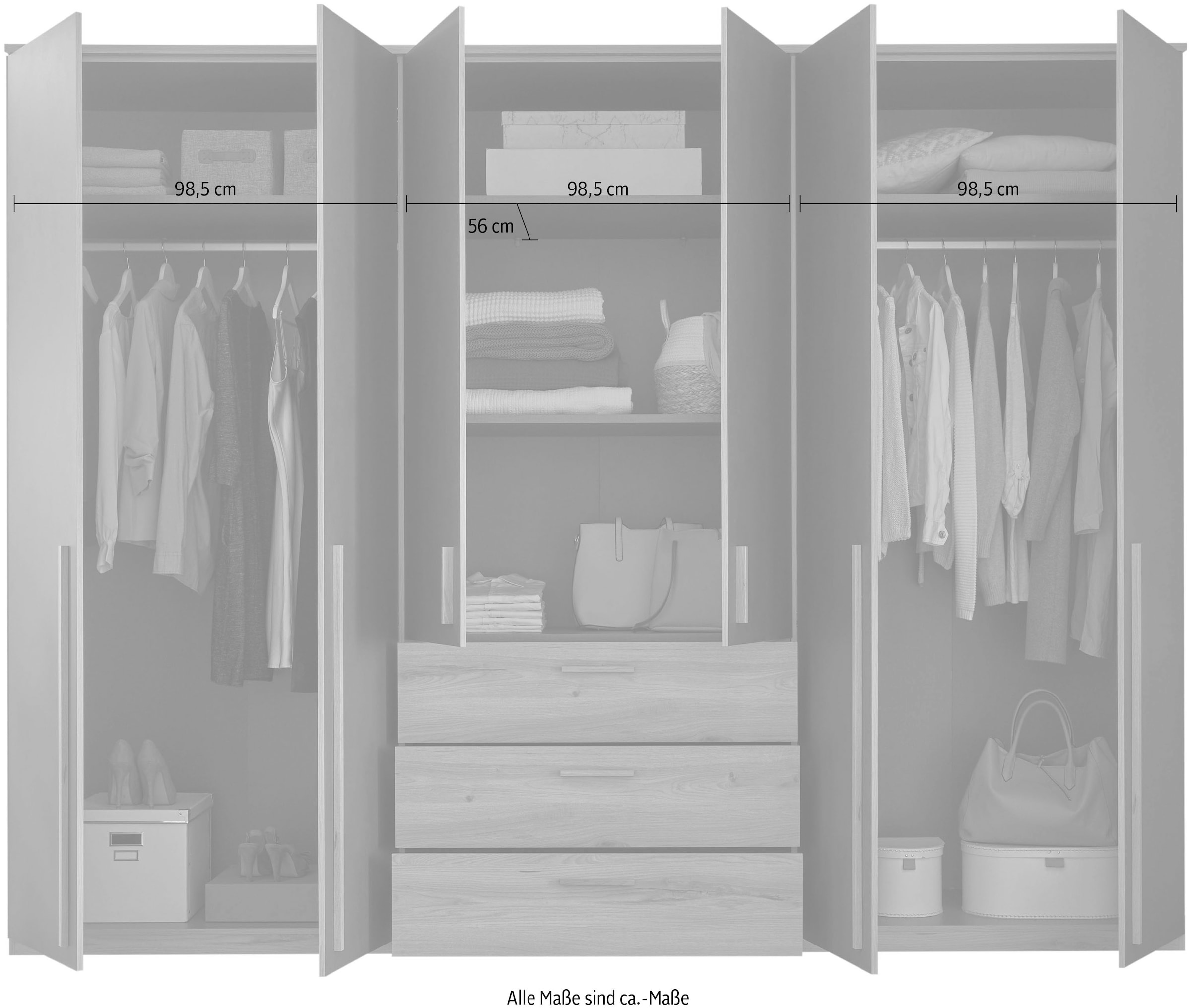 Schlafkontor Drehtürenschrank »Romano, Kleiderschrank inklusive Schubkästen,«, melaminbeschichtet und stabil