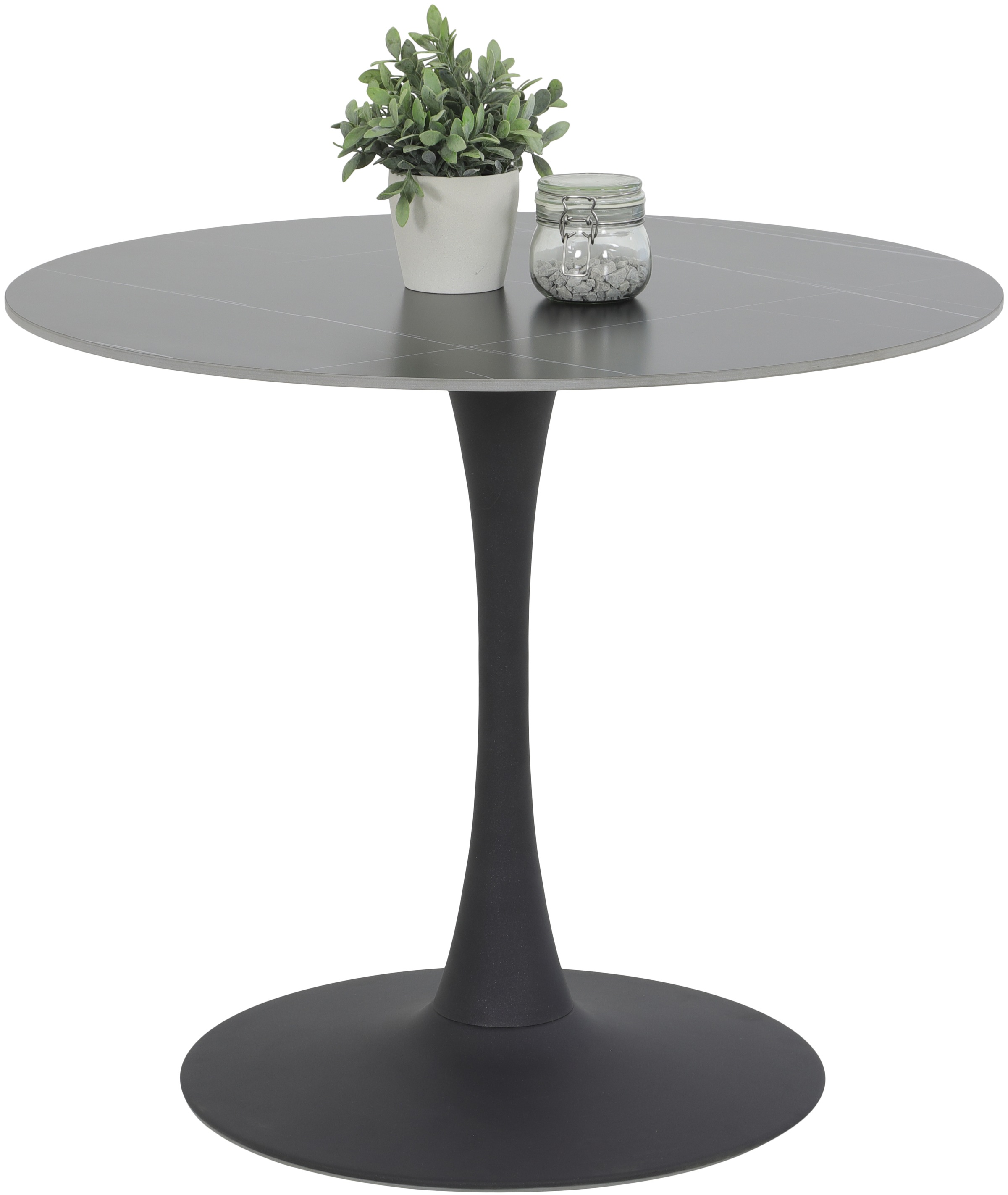 HELA Essgruppe »MOSEL«, (3 tlg.), Tisch 90x75 cm, Platte rund, gesinterter Stein, Armlehnenstuhl