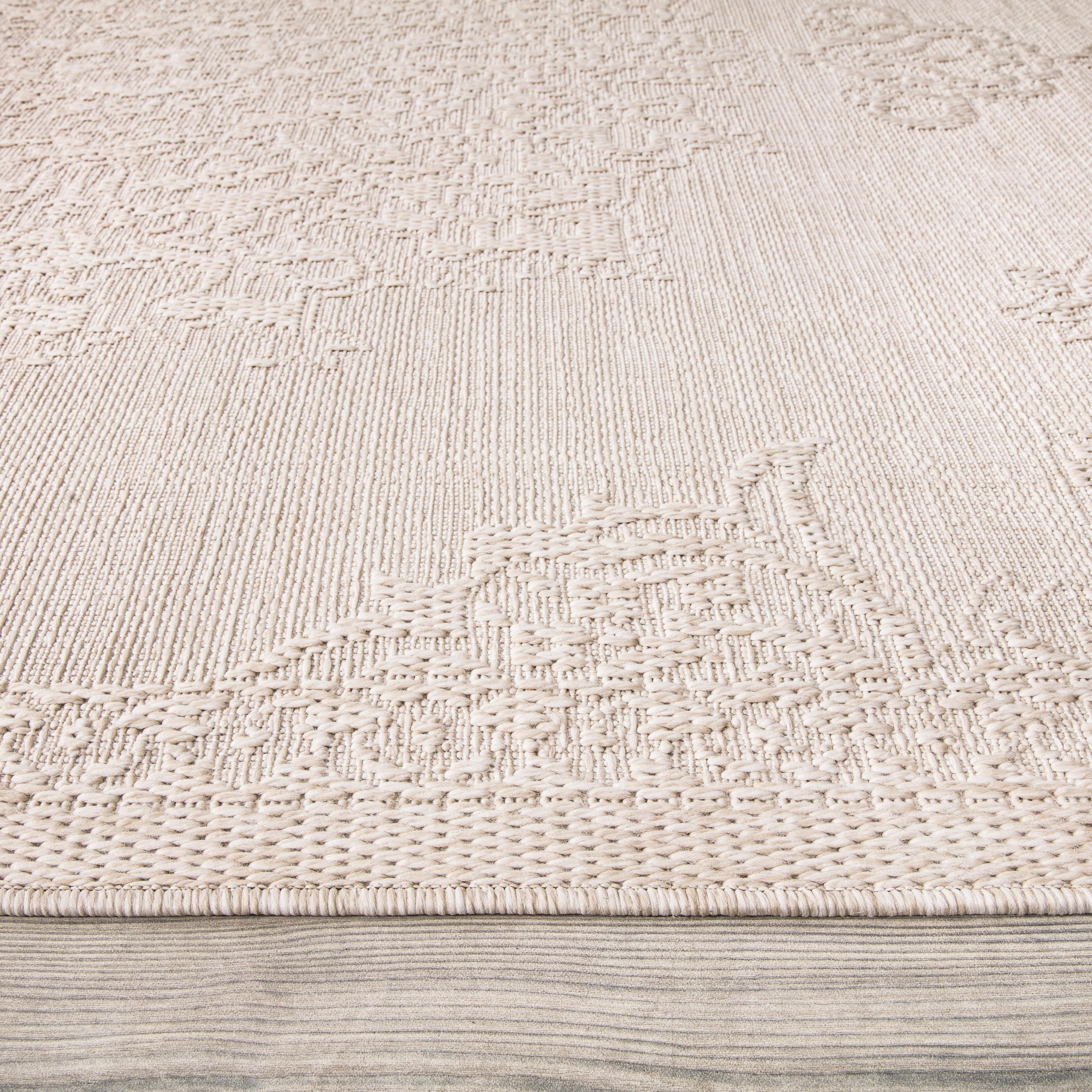 Paco Home Teppich »Rimini 412«, rechteckig, 4 mm Höhe, Flachgewebe, Uni Farben, Hoch-Tief Effekt, In- und Outdoor geeignet