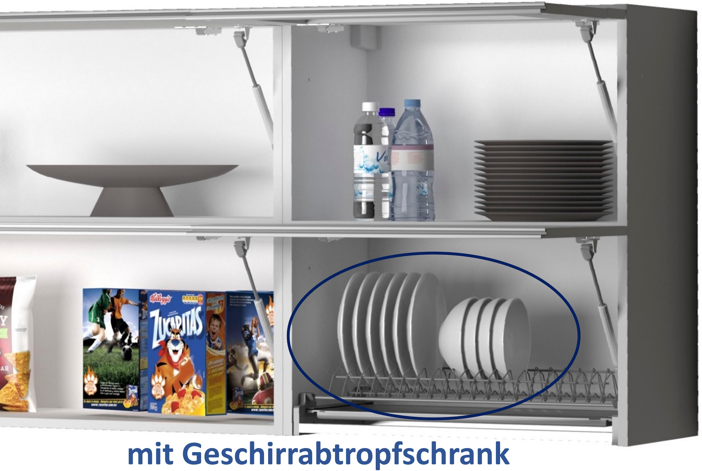 Kochstation Küchenzeile »KS-Sole«, Breite 256 cm, Hängeregal, Geschirrabtropfschrank, ohne E-Geräte