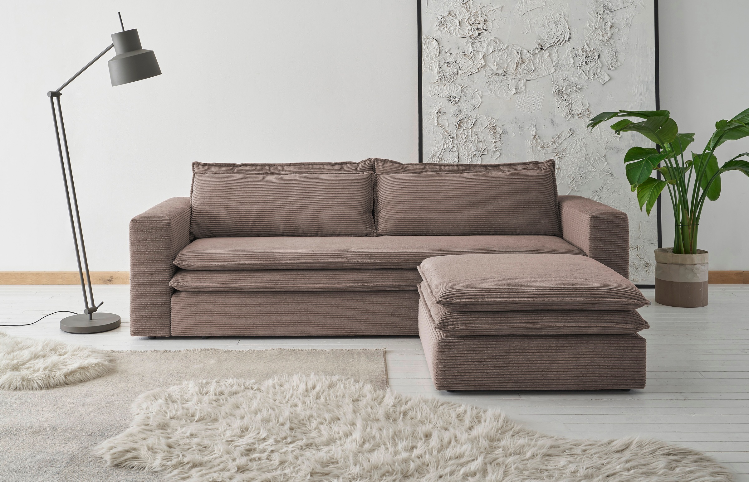PLACES OF STYLE Sitzgruppe "PIAGGE" 2 Stk. tlg. 3-Sitzer-Sofa mit Bettfunkt günstig online kaufen