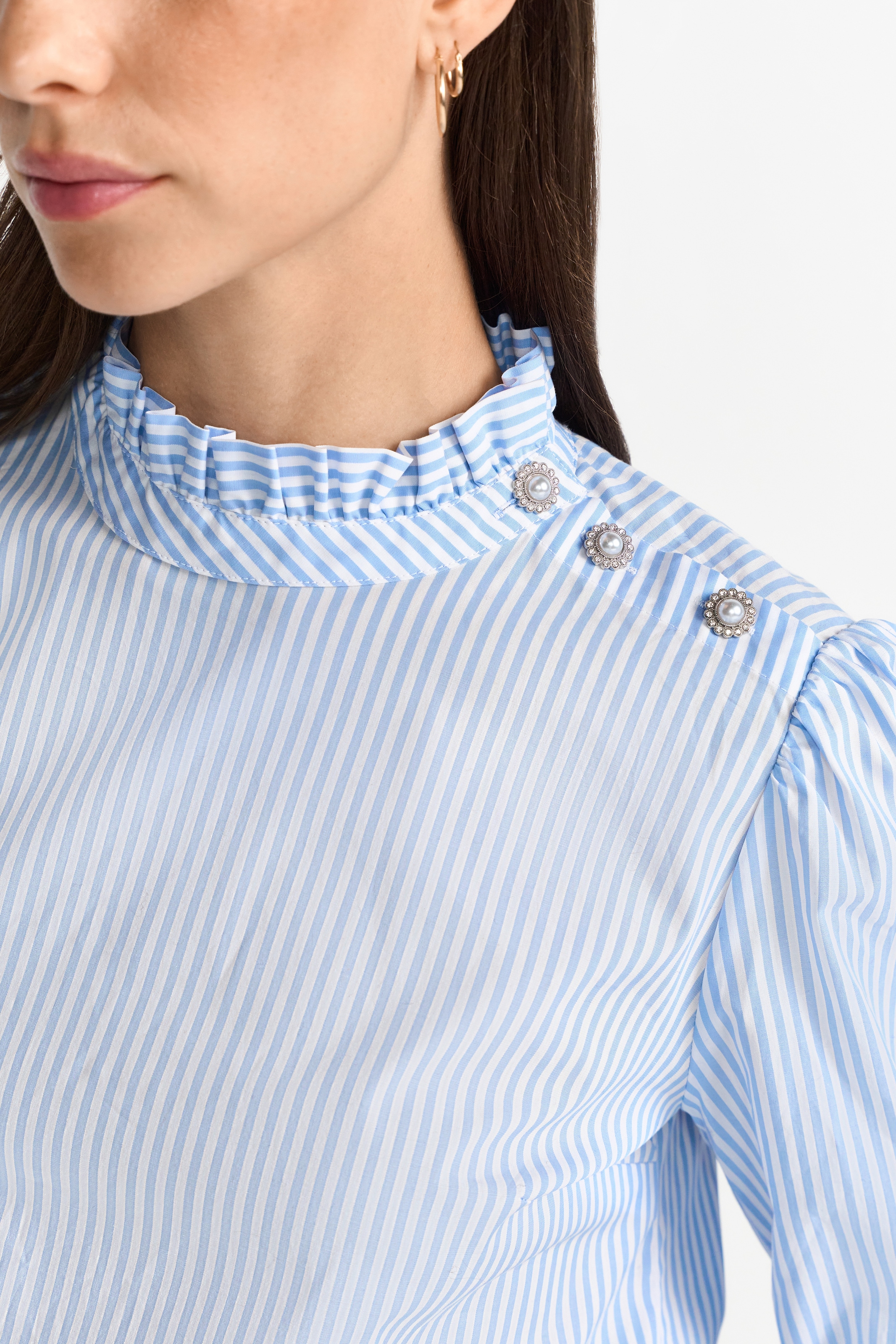 RICHROYAL Langarmbluse, mit Rüschendetails, gestreift, regular fit