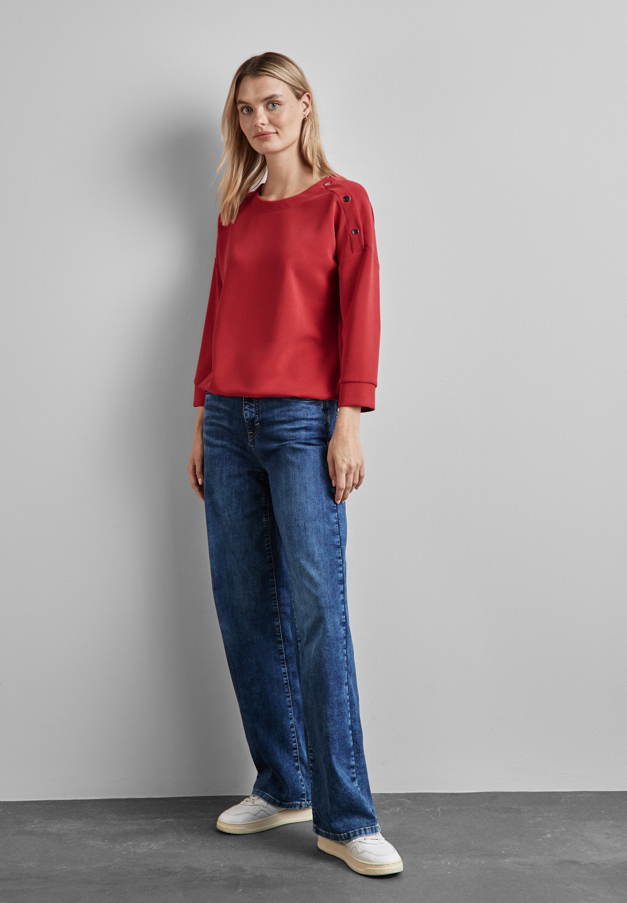 STREET ONE Langarmshirt, mit Knopf Details