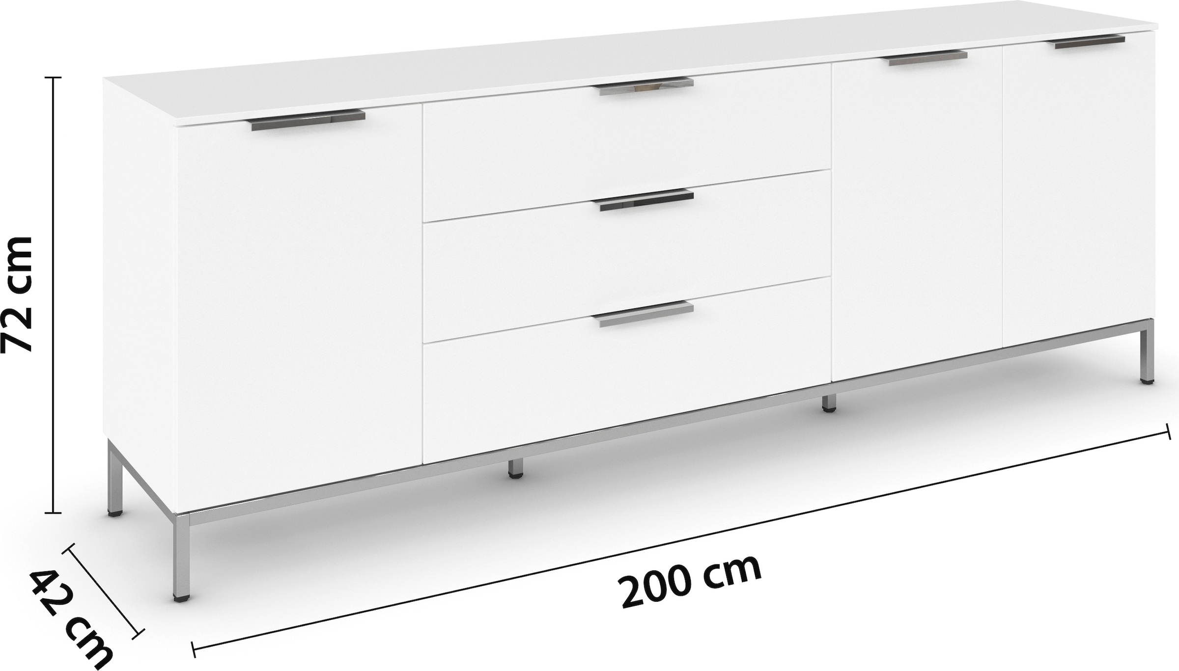 rauch Kombikommode »Kommode Türkommode Sideboard Kombikommode FLIPP«, (Breite 200 cm mit 2 Einlegeböden), 3-türig mit 3 Schubladen und Soft-Close-Funktion