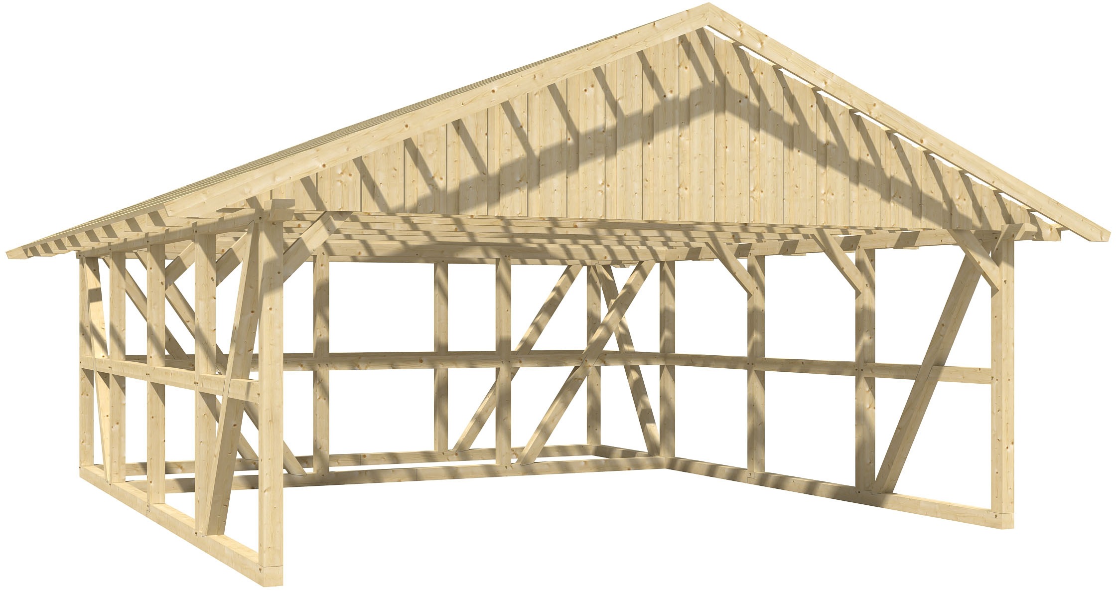 Skanholz Doppelcarport "Schwarzwald" Massivholz 560 cm Nussbaum mit Dachlattung