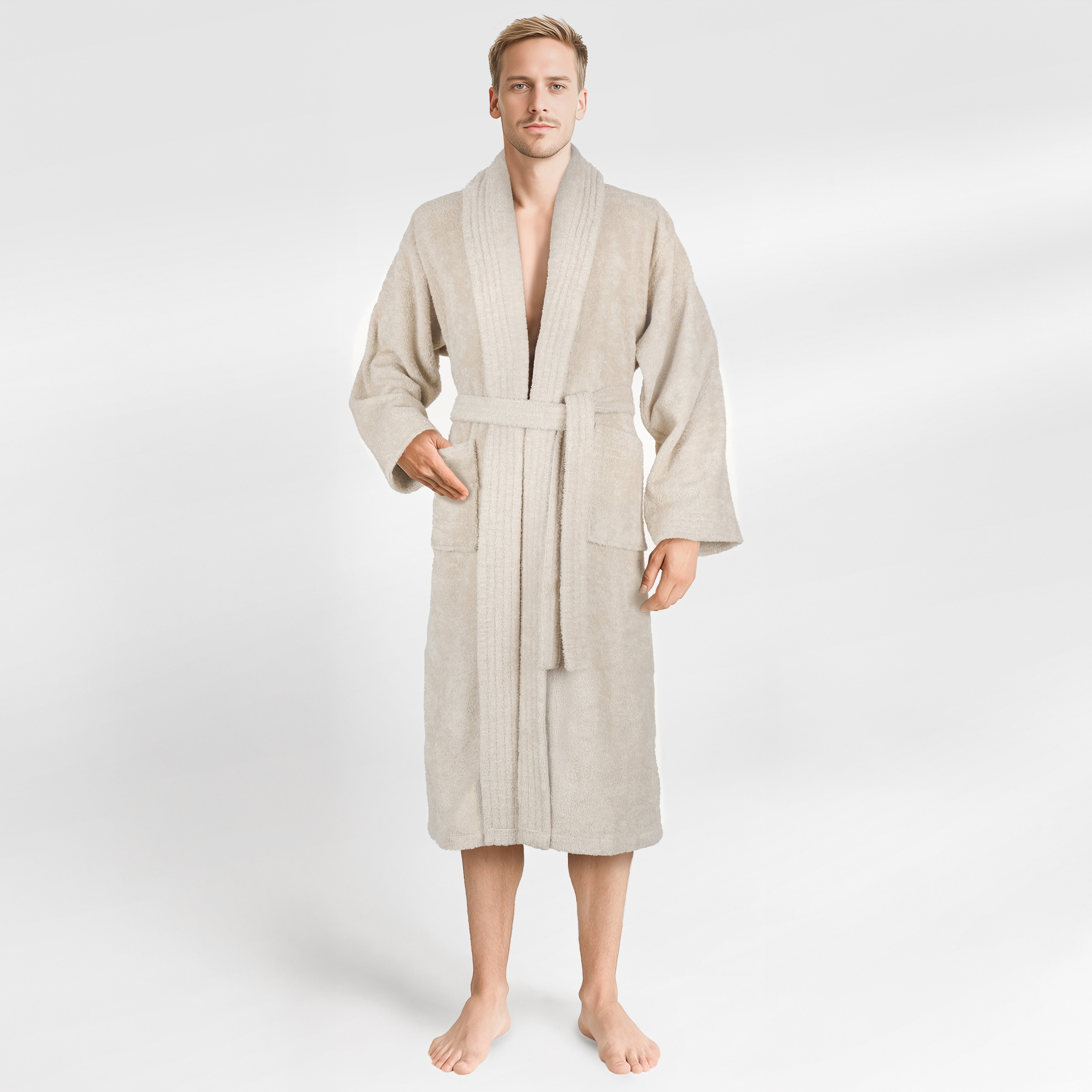 HAMMETEX Herrenbademantel "hergestellt aus 100% Baumwolle – 380 g/m² Frottee, mit Taschen" 1 Stk. saugfähig & Weich