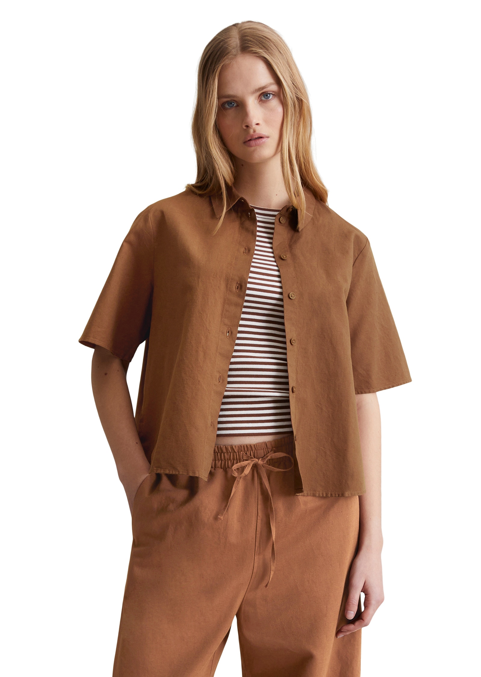 Marc OPolo DENIM Kurzarmbluse "mit Falten-Details im Rücken" günstig online kaufen