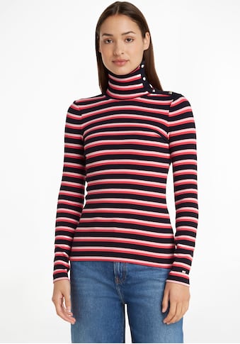 TOMMY HILFIGER Megztinis »SLIM STR BUTTON RIB ROLL-NK...