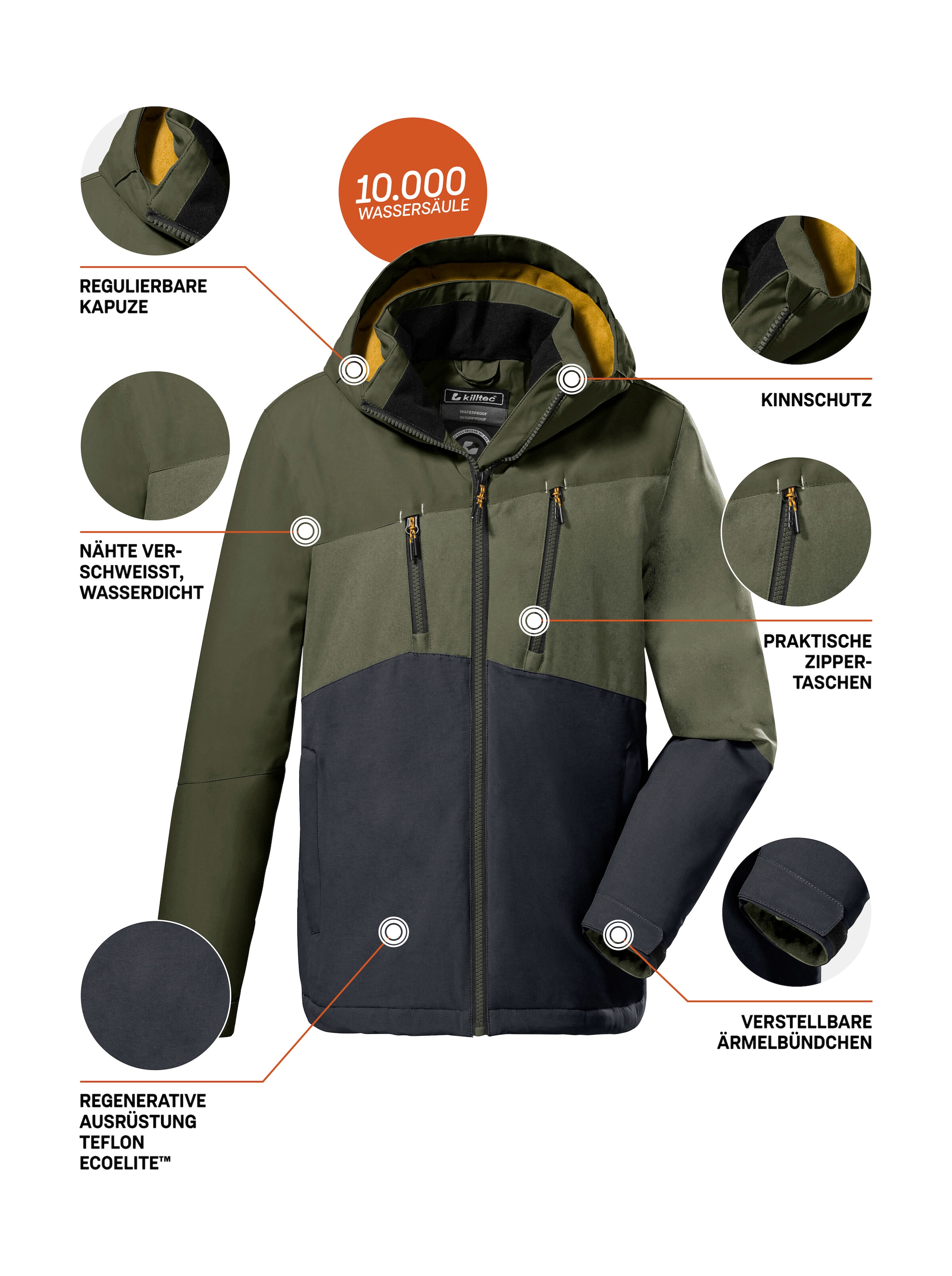 Killtec Outdoorjacke »KOW 204 BYS JCKT« Wasserdichte, atmungsaktive Winterjacke mit verstellbarer Kapuze