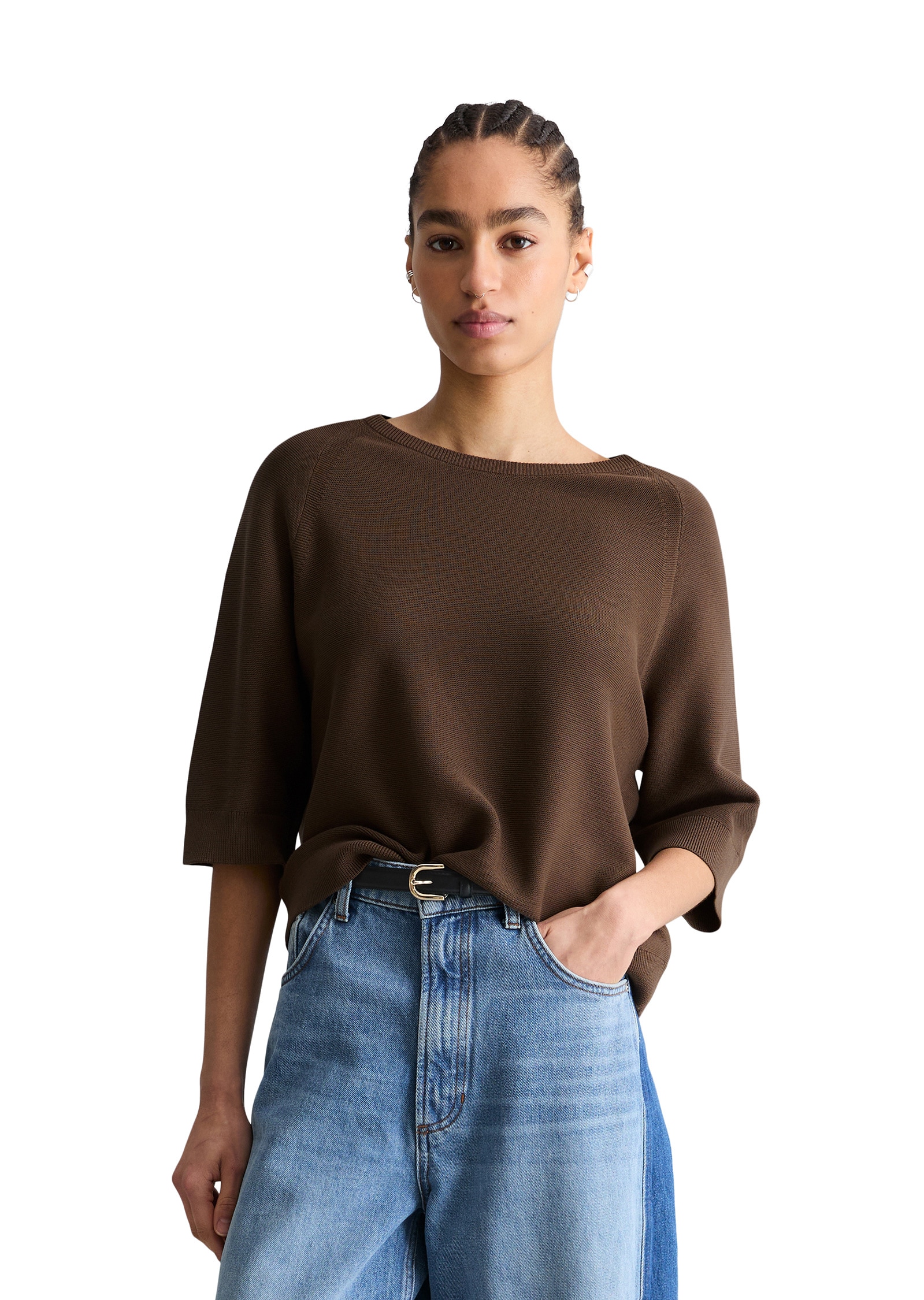 Marc OPolo DENIM Strickpullover "aus kompaktem Baumwollgarn" günstig online kaufen