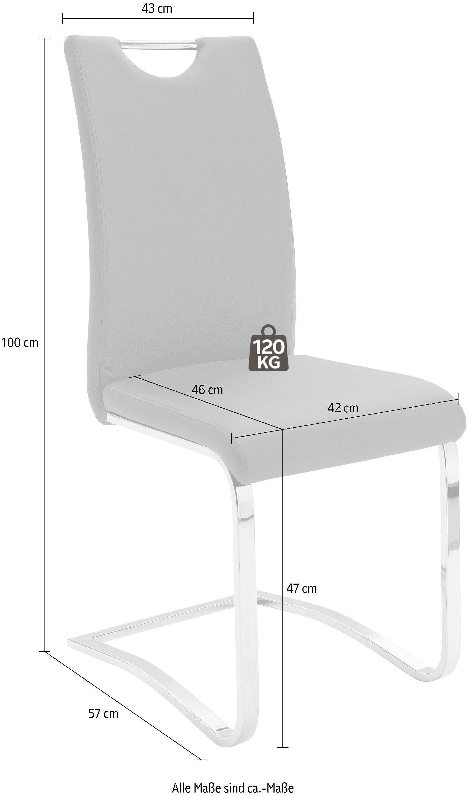 belastbar Komfortsitzhöhe, St., MCA 120 kg 4 Freischwinger | BAUR furniture »Köln«, Stuhl bis Kunstlederbezug, (Set),