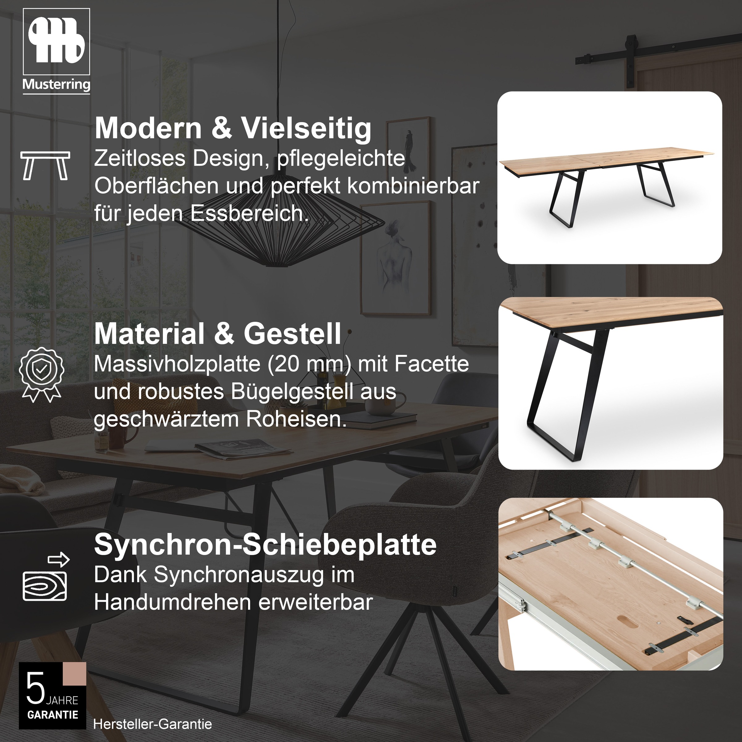 Musterring Tavia Dining Table Black 220x100x76cm 3