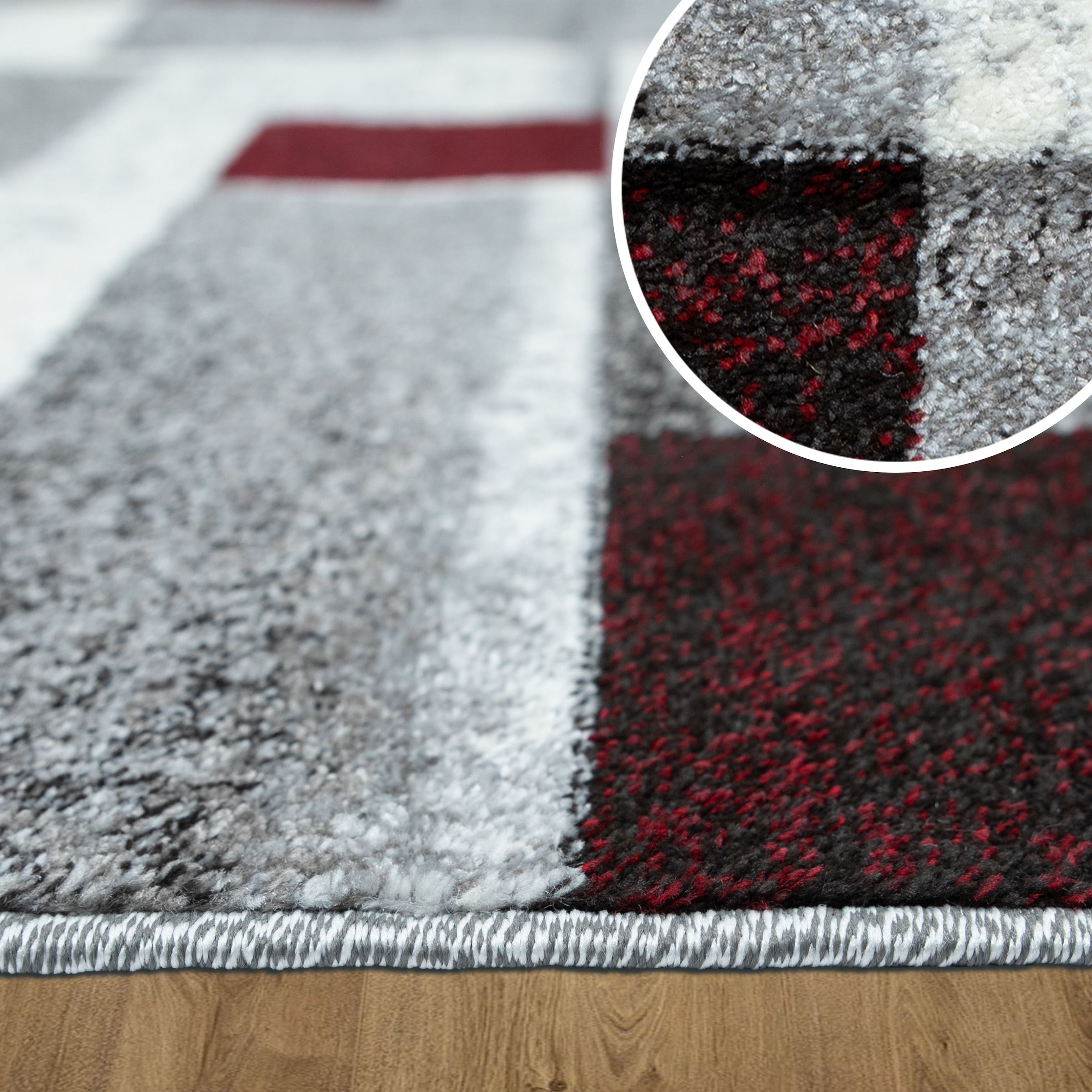 OTTO home Teppich »Corine« rechteckig 9 mm Höhe mit besonders weichem Flor, Kurzflor, modernes Karo-Design,