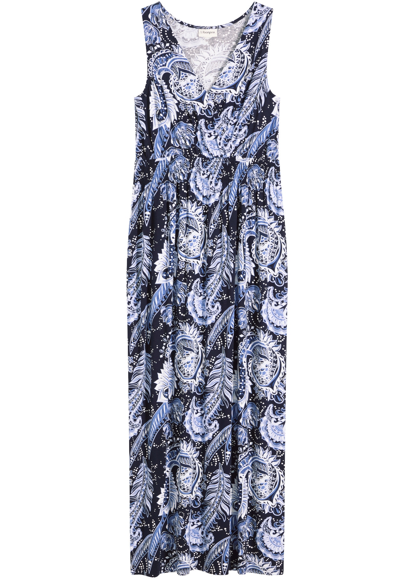bonprix Maxikleid aus Viskose und Elasthan, ausgestellte Passform, ärmellos