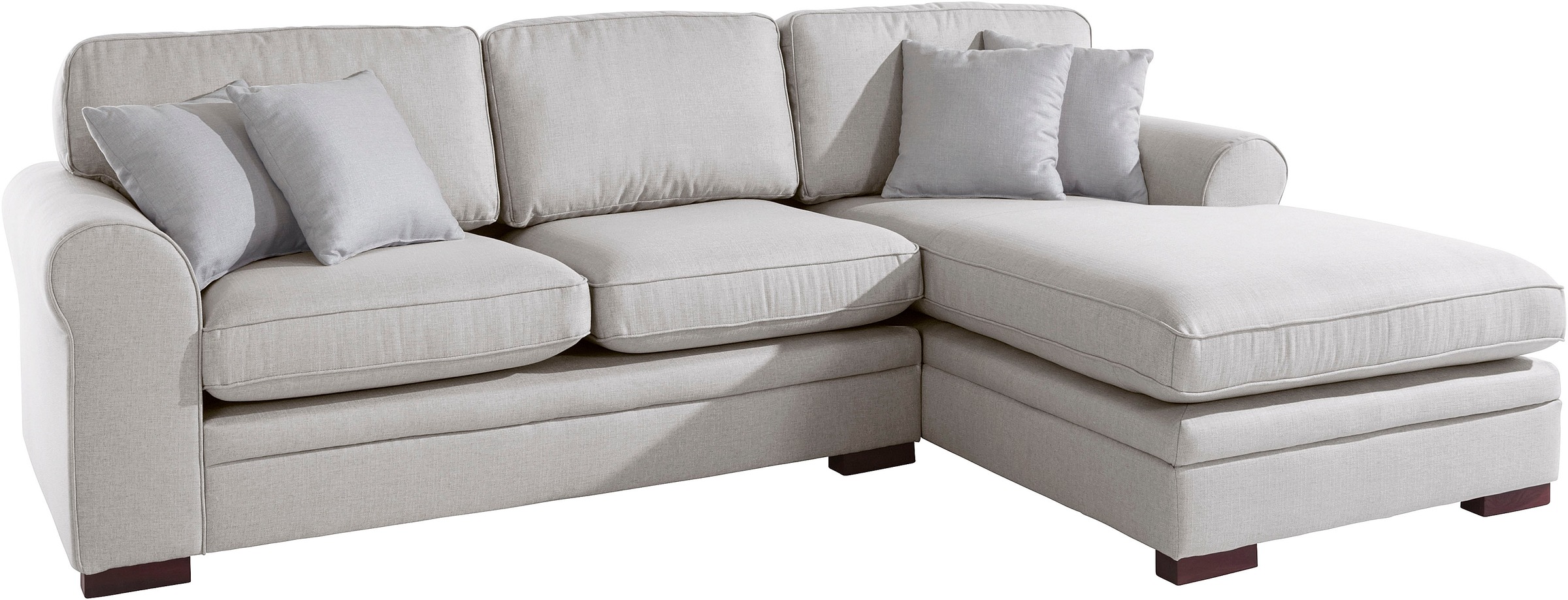 Home affaire Ecksofa »Broughton L-Form«, weicher Sitzkomfort, incl. 4 Zierkissen, Keder