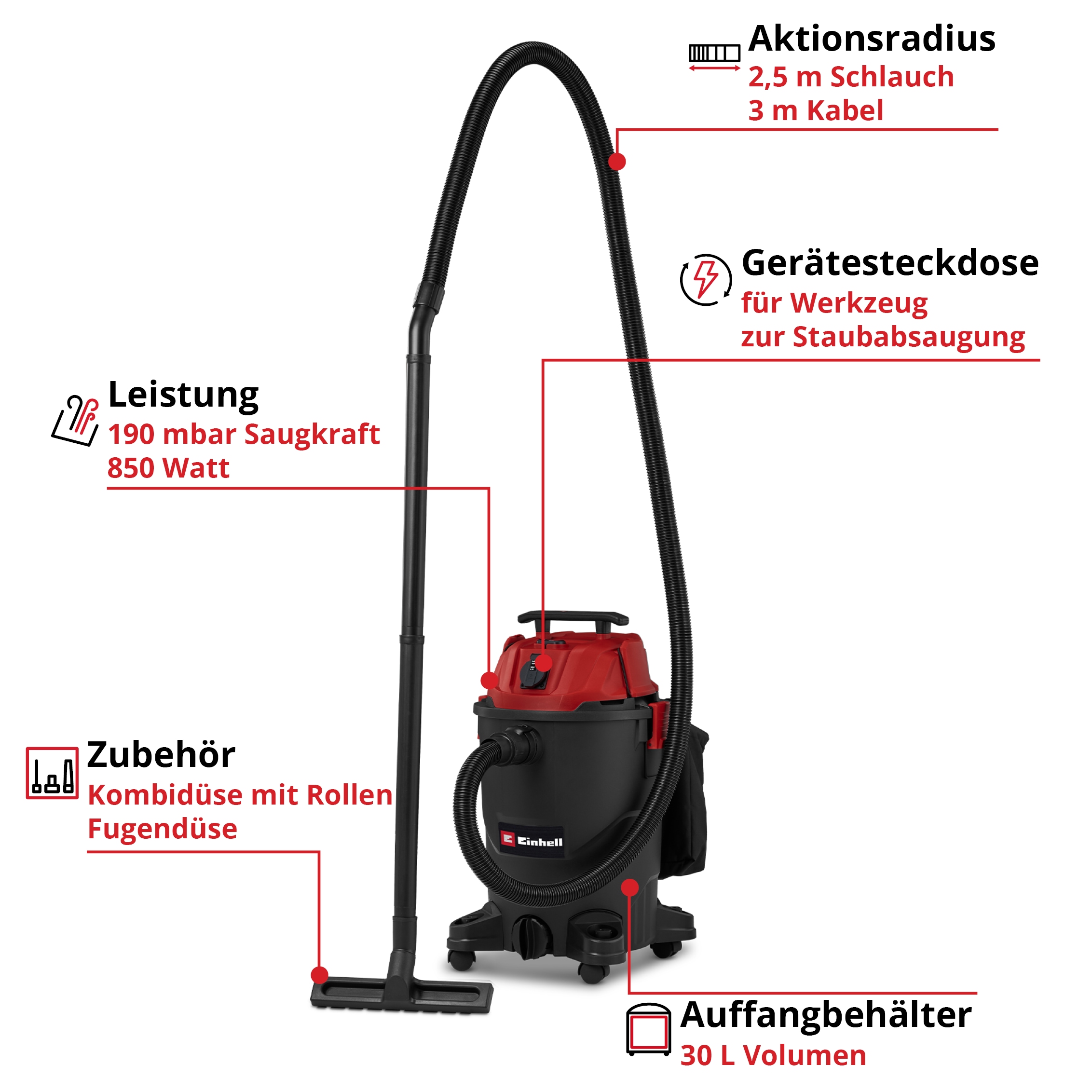 Einhell Nass-Trocken-Sauger "TC-VC 3055 A" Ohne Akku, ohne Ladegerät günstig online kaufen