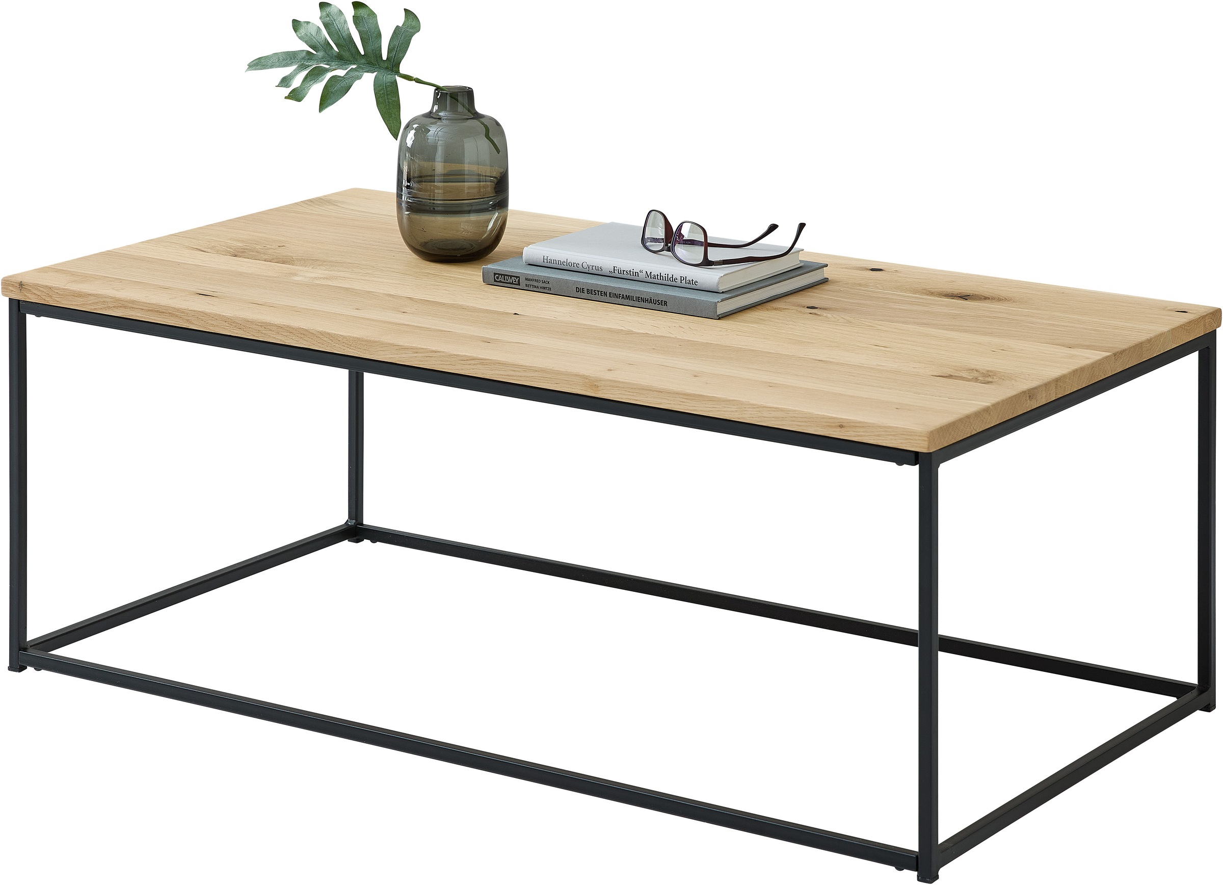 Stolkom Couchtisch »Thor Wohnzimmertisch Massivholz im Industrial Style BxHxT 110x40x60 cm«, FSC-Zertifizertes Massivholz, Eiche Massivholz geölt