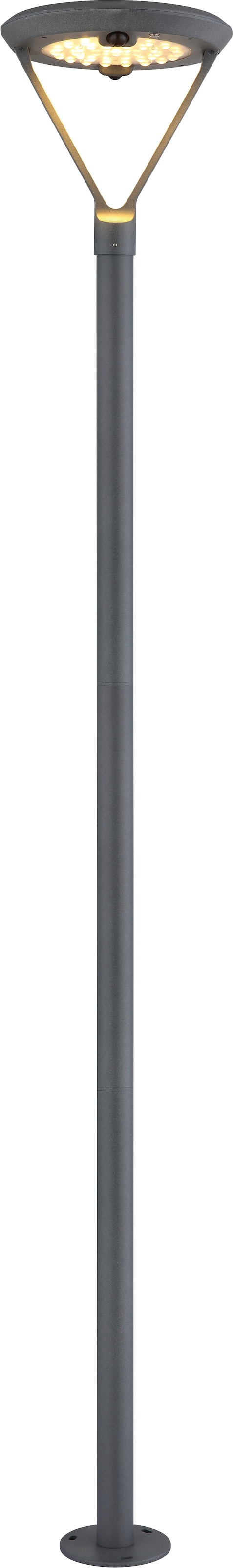 GLOBO LIGHTING LED Solarleuchte »SOLARLEUCHTE ALUMINIUM DRUCKGUSS GRAU, 1XLED« LED-Modul 1 Stk. Warmweiß