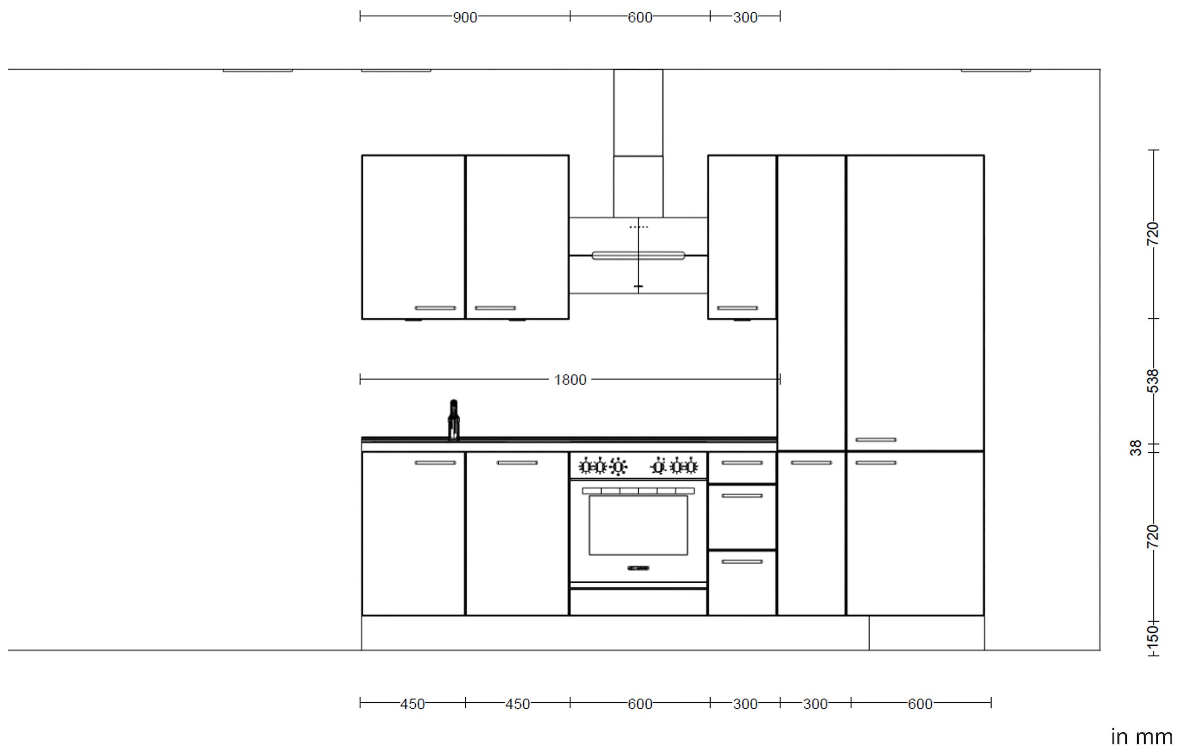 nobilia® Küchenzeile »"Cascada II"«, vormontiert, Breite 270 cm, Ausrichtung wählbar, wahlw. mit E-Geräten