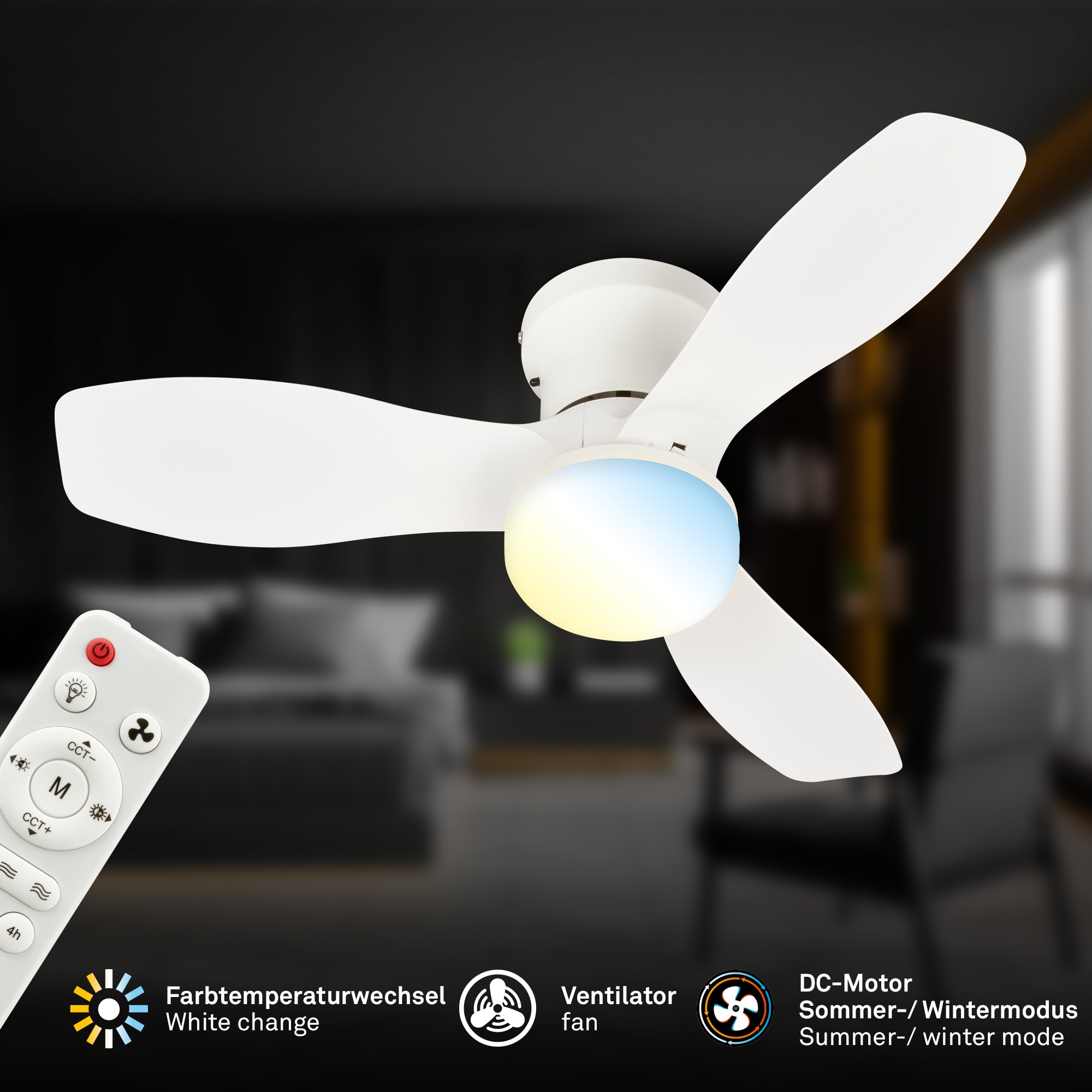 Briloner Leuchten LED Deckenleuchte »LUFITO« LED-Board 1 Stk. warmweiß - kaltweiß Schlafzimmer, Wohnzimmer, Esszimmer, Flur, Küche