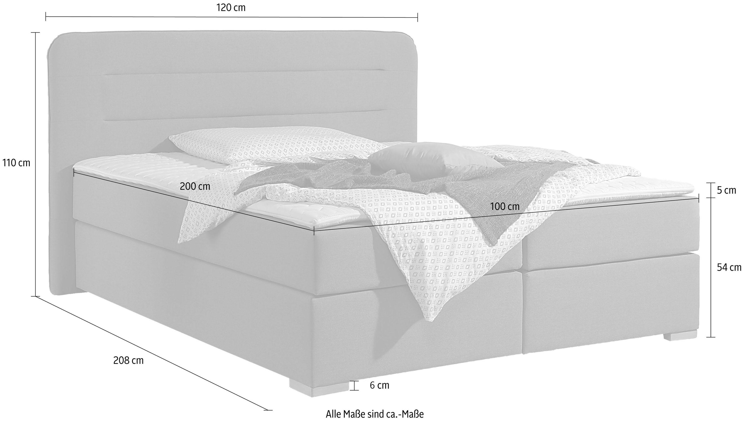 Home affaire Boxspringbett »Treviso«, in 5 Breiten, 3 Ausführungen, 2 Härtegraden, Topper. Holzrahmen