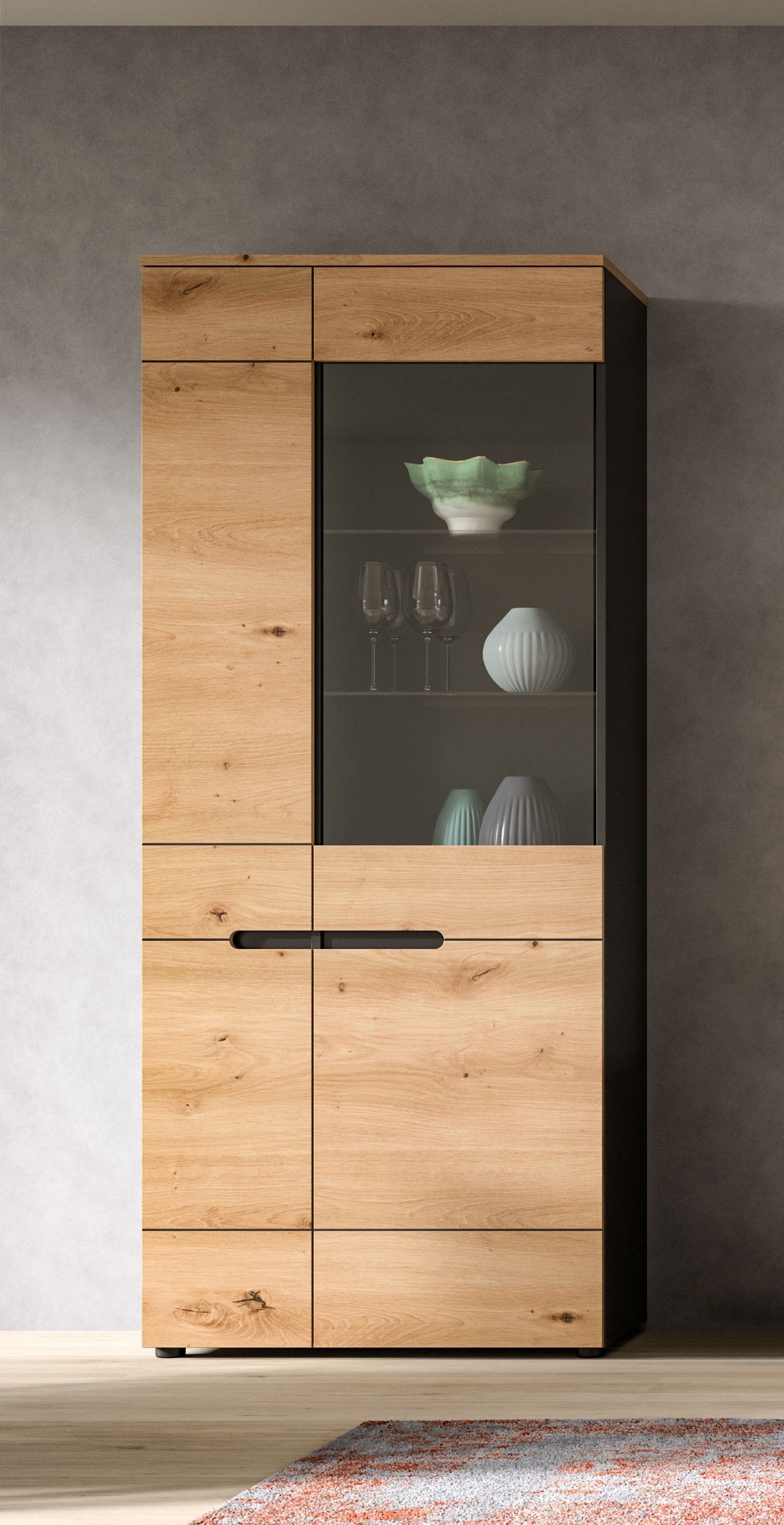 Home affaire Vitrine "REHAT, TOPSELLER, Höhe 190 cm, 2 Türen, 4 Einlegeböde günstig online kaufen