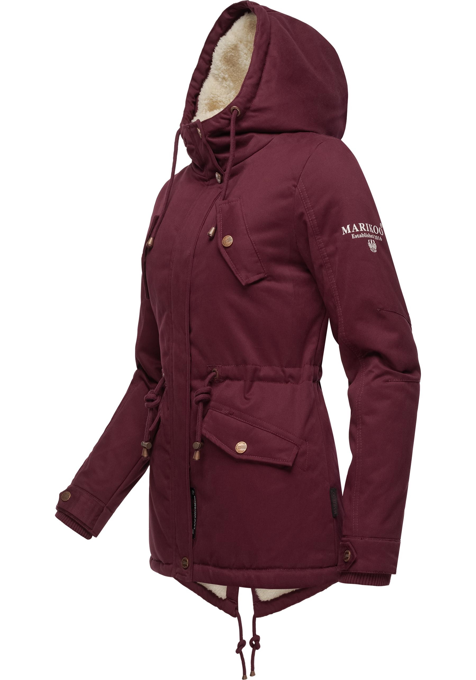 Marikoo Winterjacke »Manolya«, mit Kapuze, stylischer Kurzmantel mit weichem Teddyfell-Futter