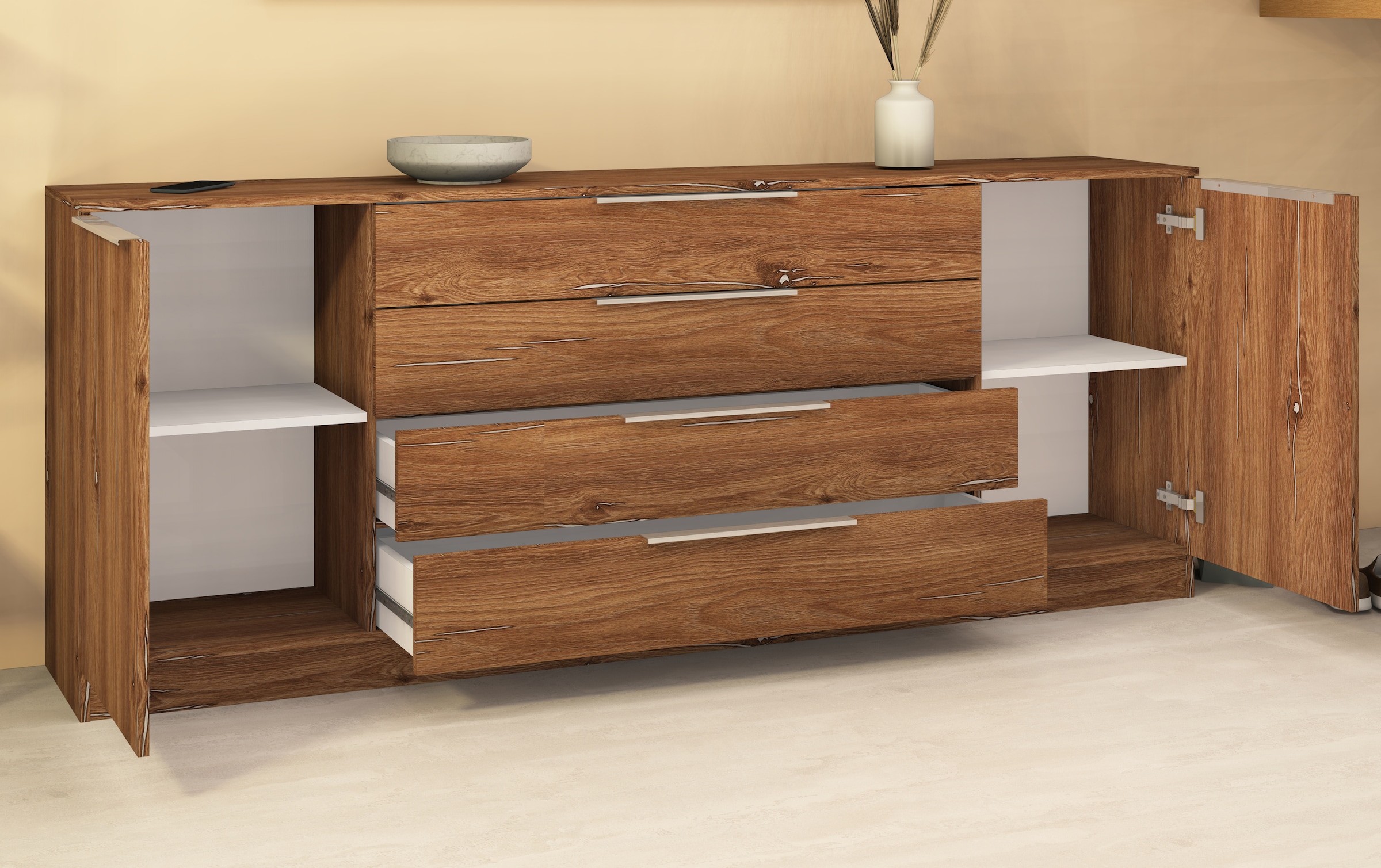 borchardt Möbel Kommode »Oliva«, Breite 200 cm, mit 4 Schubkästen