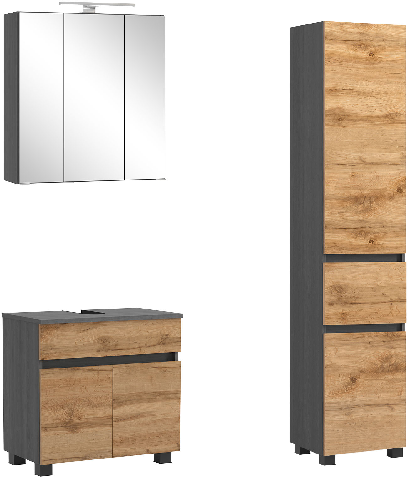 OTTO home Badmöbel-Set "BOZEN, 3-tlg. Unterbecken-Set - Seitenschrank"