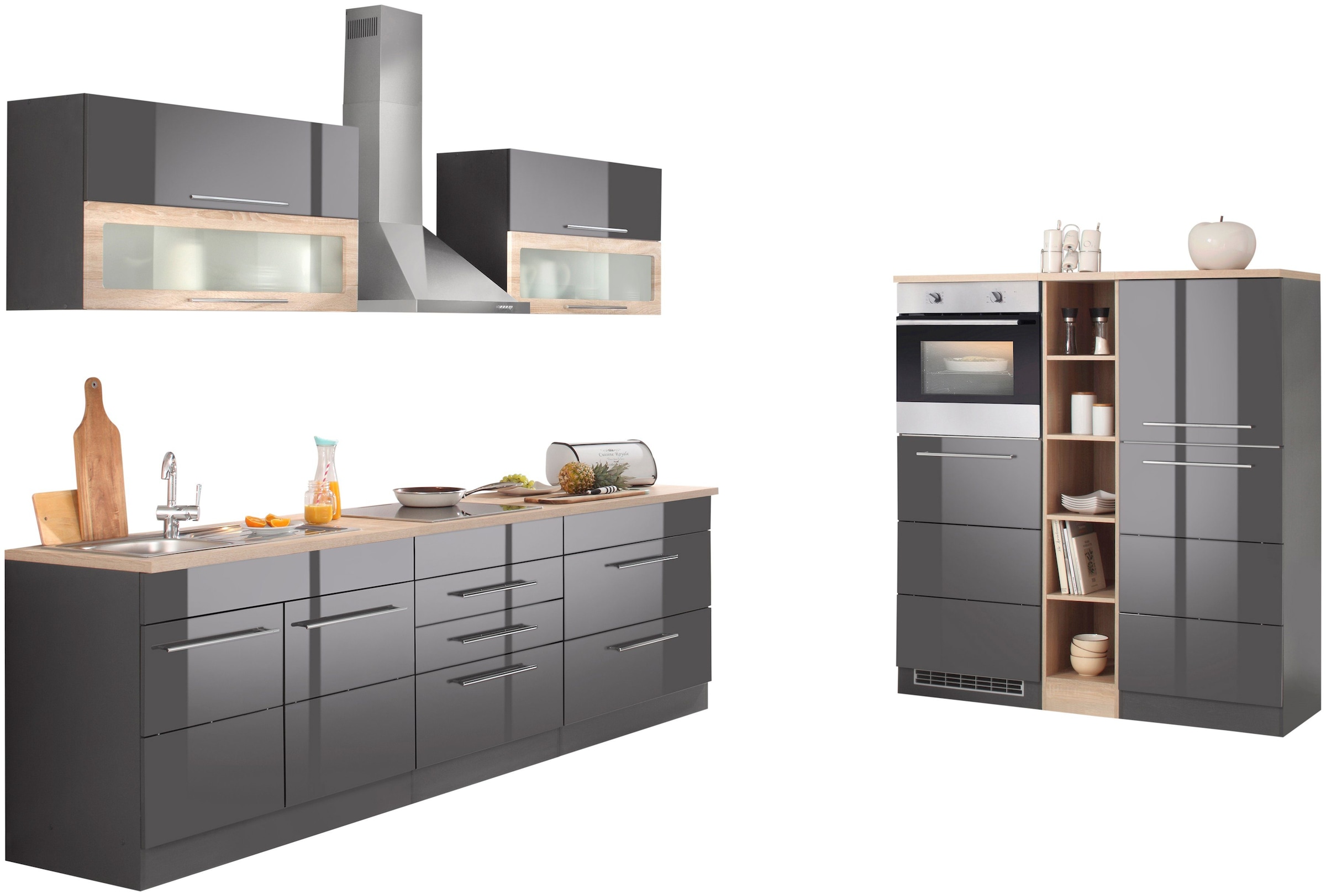 KOCHSTATION "KS-Wien" Breite 430 cm, wahlweise mit E-Geräten und Induktion