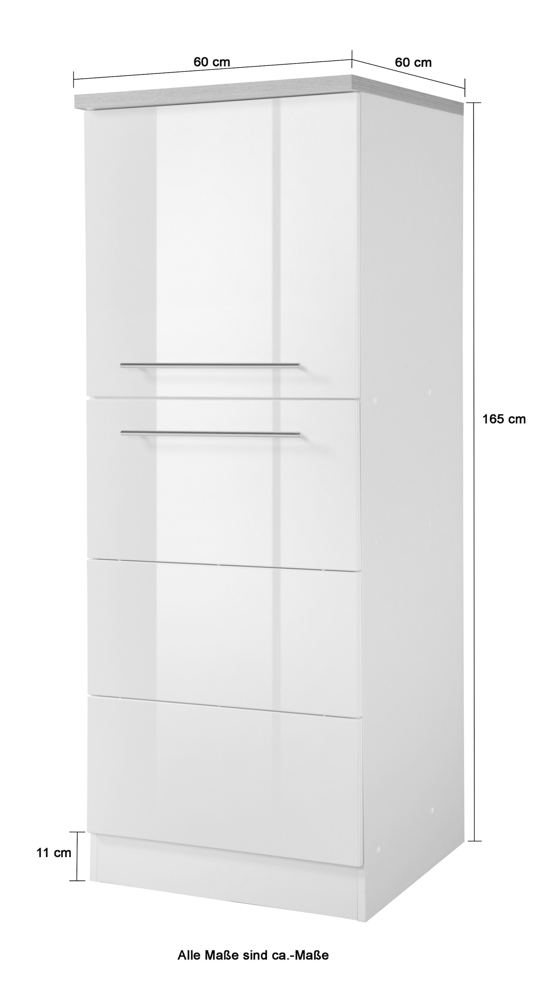 KOCHSTATION Seitenschrank »KS-Wien«, Breite 60 cm, Höhe 165 cm, Türanschlag wechselbar