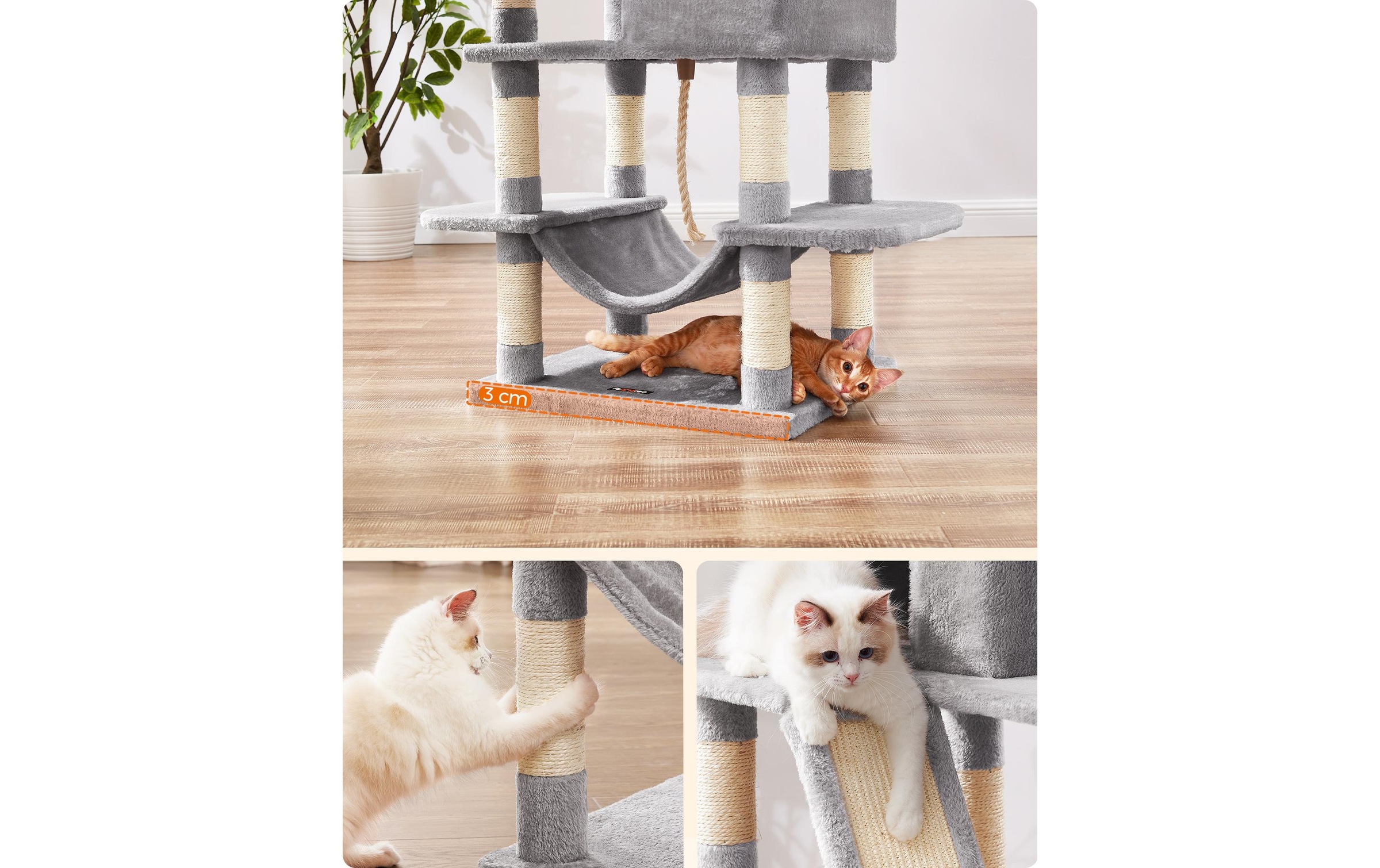 FEANDREA Kratzbaum »165 cm, Grau/Beige« 165 cm hoch