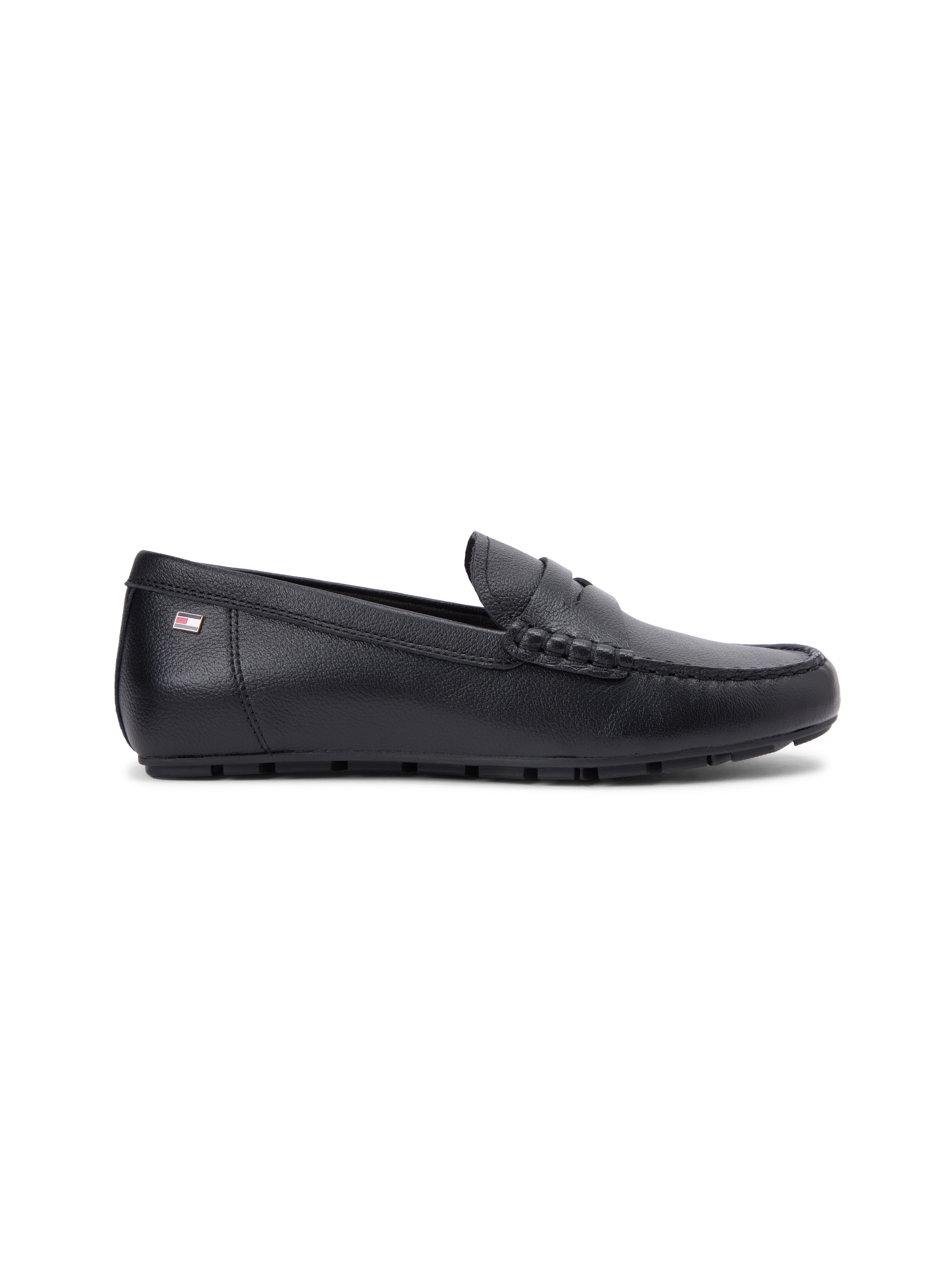 Tommy Hilfiger Slipper »FLAG LEATHER DRIVER LOAFER«  Halbschuh, Schlupfschuh mit modischer Ziersteppung