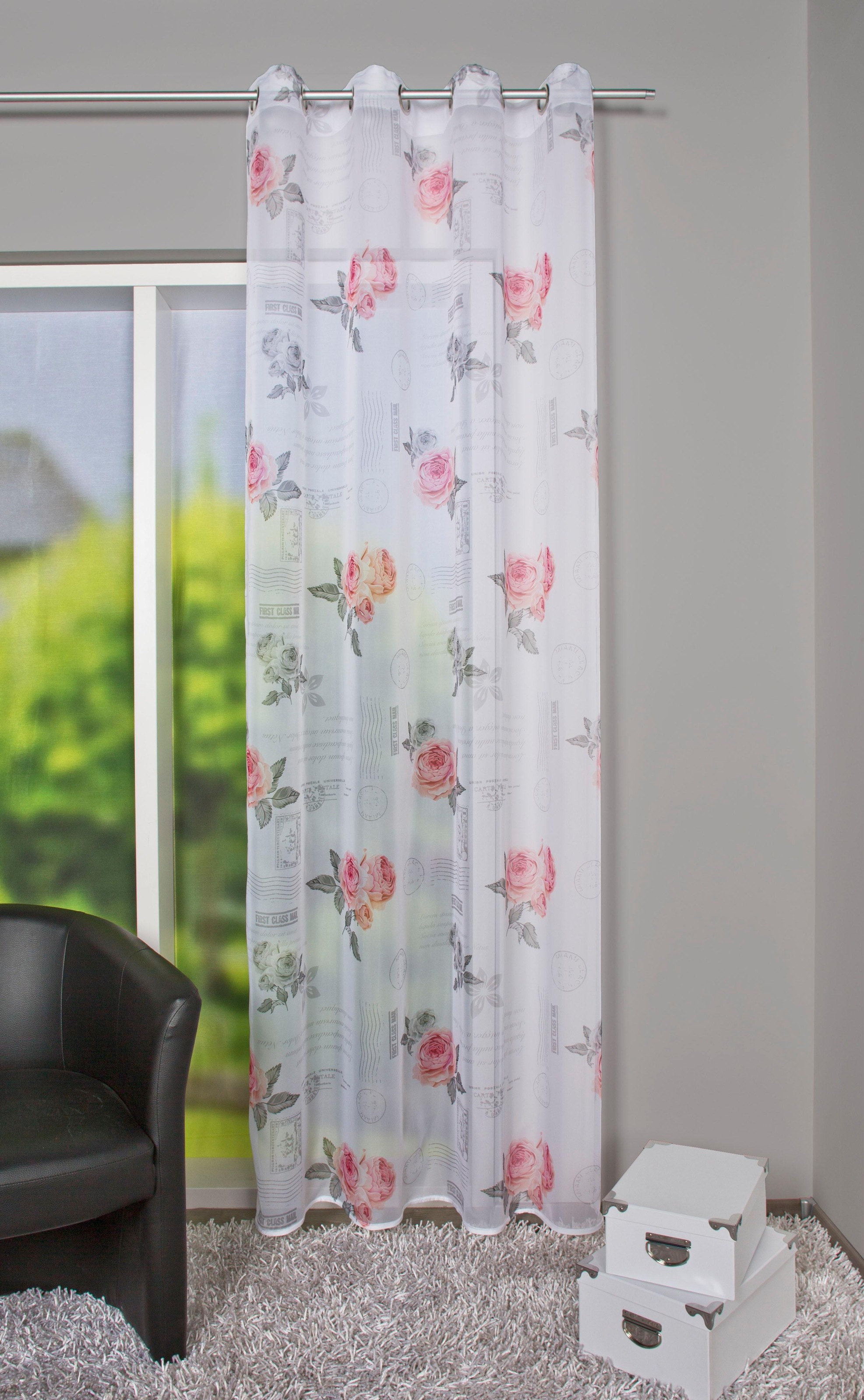 HOME WOHNIDEEN Gardine "AMORE" Ösen 1 Stk. tlg. HxB: 245x140, Romantischer günstig online kaufen