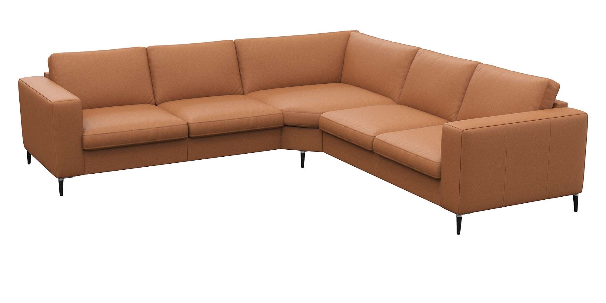 FLEXLUX Ecksofa »Fiore, gleichschenklig, super Sitzkomfort durch Kaltschaum im Sitz«, breite Armlehnen, Füße Alu+schwarz