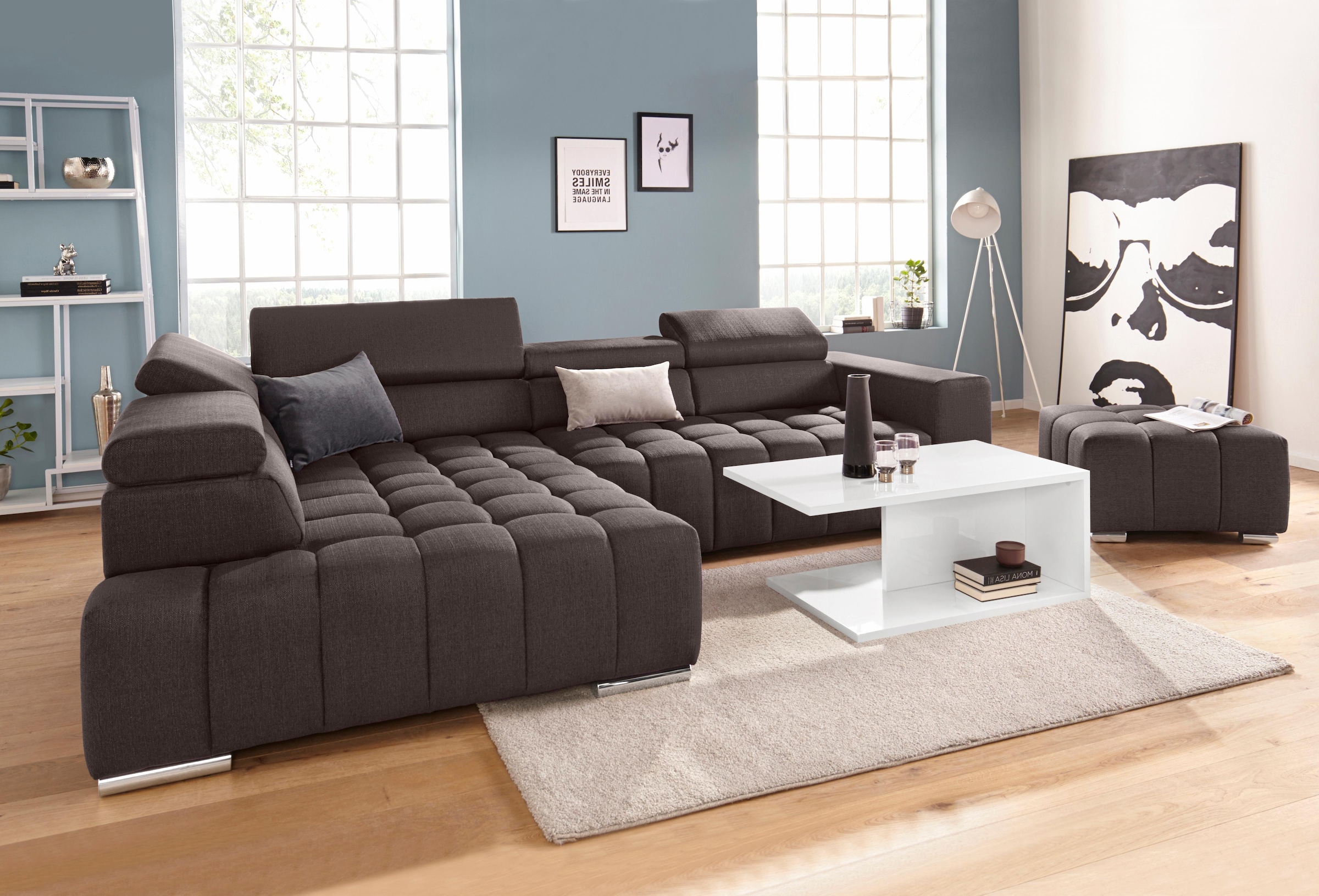 exxpo - sofa fashion Ecksofa "Elias, aktuelle Kreuzsteppung im Sitz, bequem günstig online kaufen