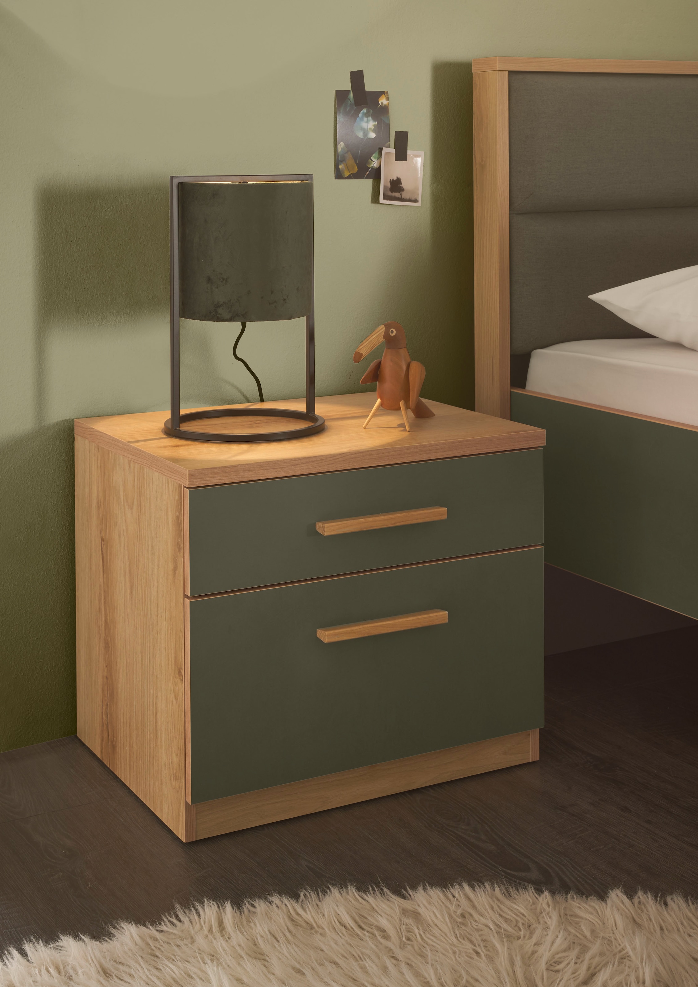 Schlafkontor Nachtkommode »Romano«, mit Schubladen, Nachtkonsole in Trendfarbe Baysen Oak