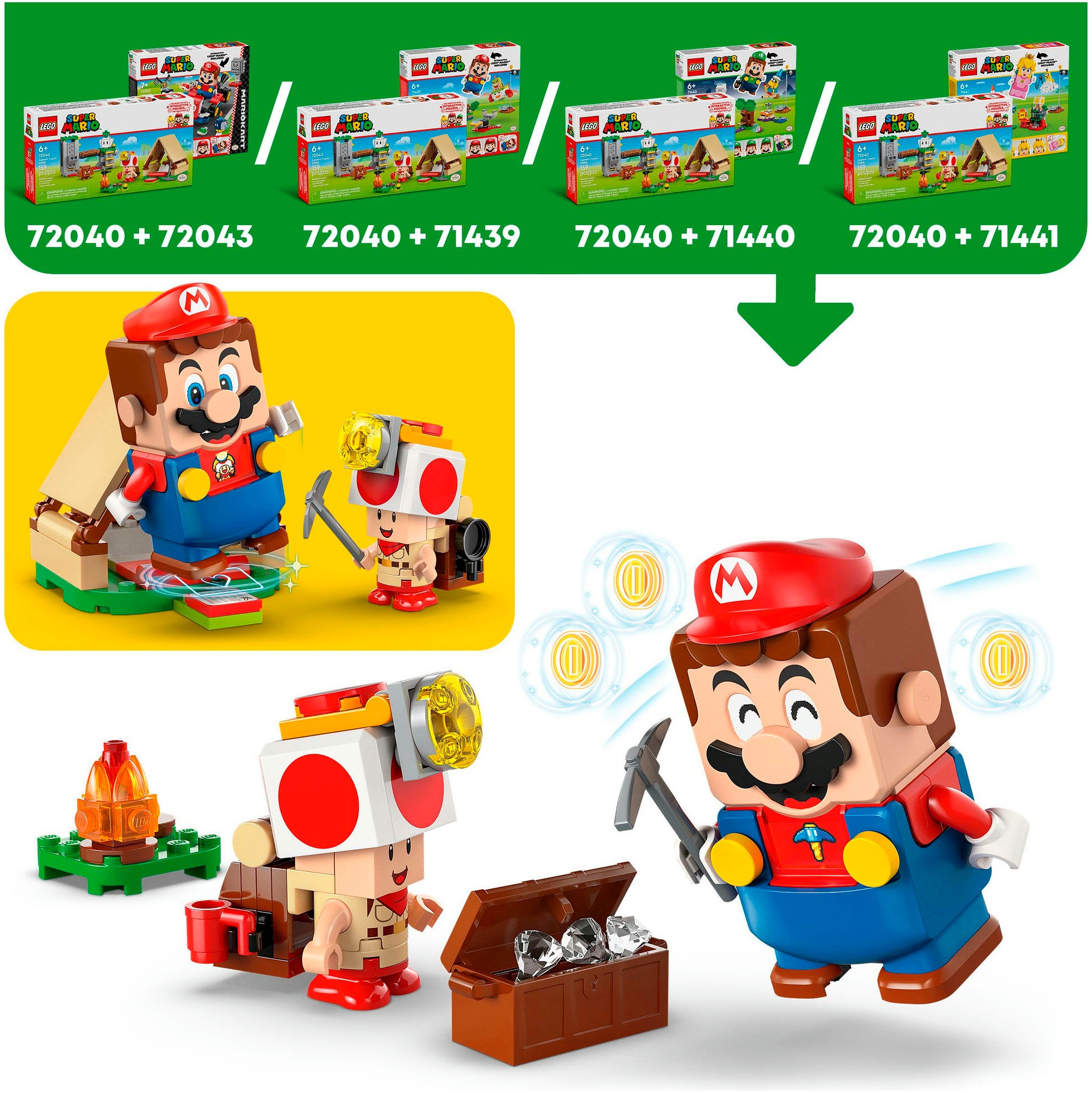 LEGO® Konstruktionsspielsteine »Kapitän Toad-Camp (72040), LEGO Super Mario«, (159 St.), Made in Europe