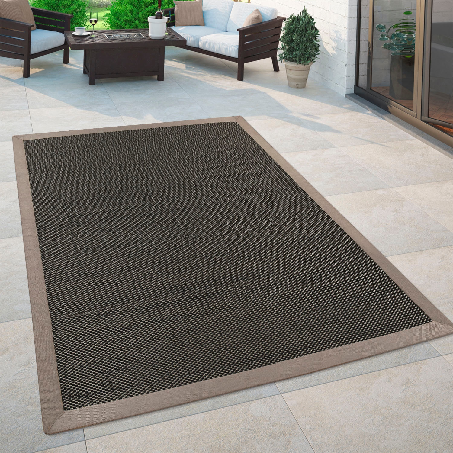 Paco Home Teppich »Sisala 270«, rechteckig, 4 mm Höhe, Flachgewebe, gewebt, Sisal Optik, Bordüre, In- und Outdoor geeignet