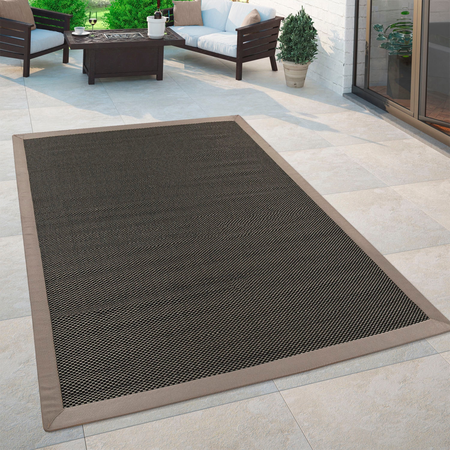 Sisal | kaufen 270«, gewebt, Paco Outdoor und Teppich rechteckig, In- »Sisala Flachgewebe, BAUR Home Bordüre, geeignet Optik,